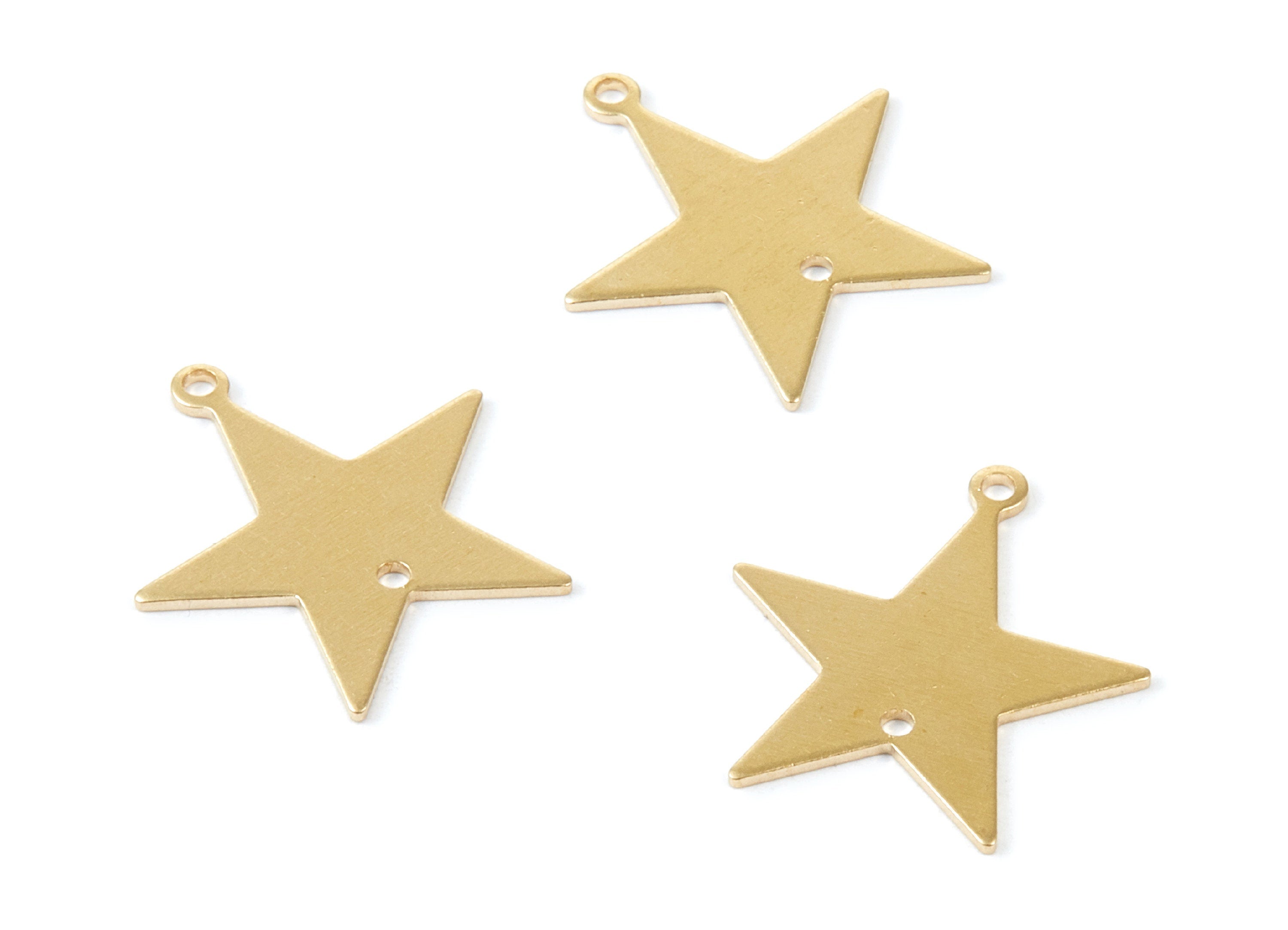 Brass Star Charms - Star Shaped Raw Brass Pendant - Connectors With 2 Holes - Jewelry Supplies - 21,4x19,77x0,8mm - PP1790 - DOMEDBAZAAR