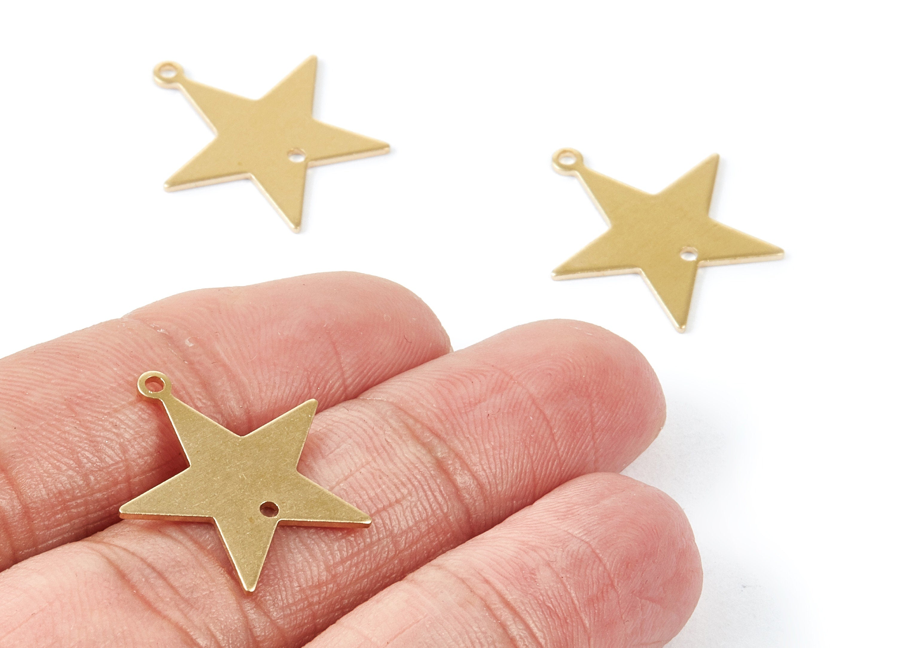 Brass Star Charms - Star Shaped Raw Brass Pendant - Connectors With 2 Holes - Jewelry Supplies - 21,4x19,77x0,8mm - PP1790 - DOMEDBAZAAR