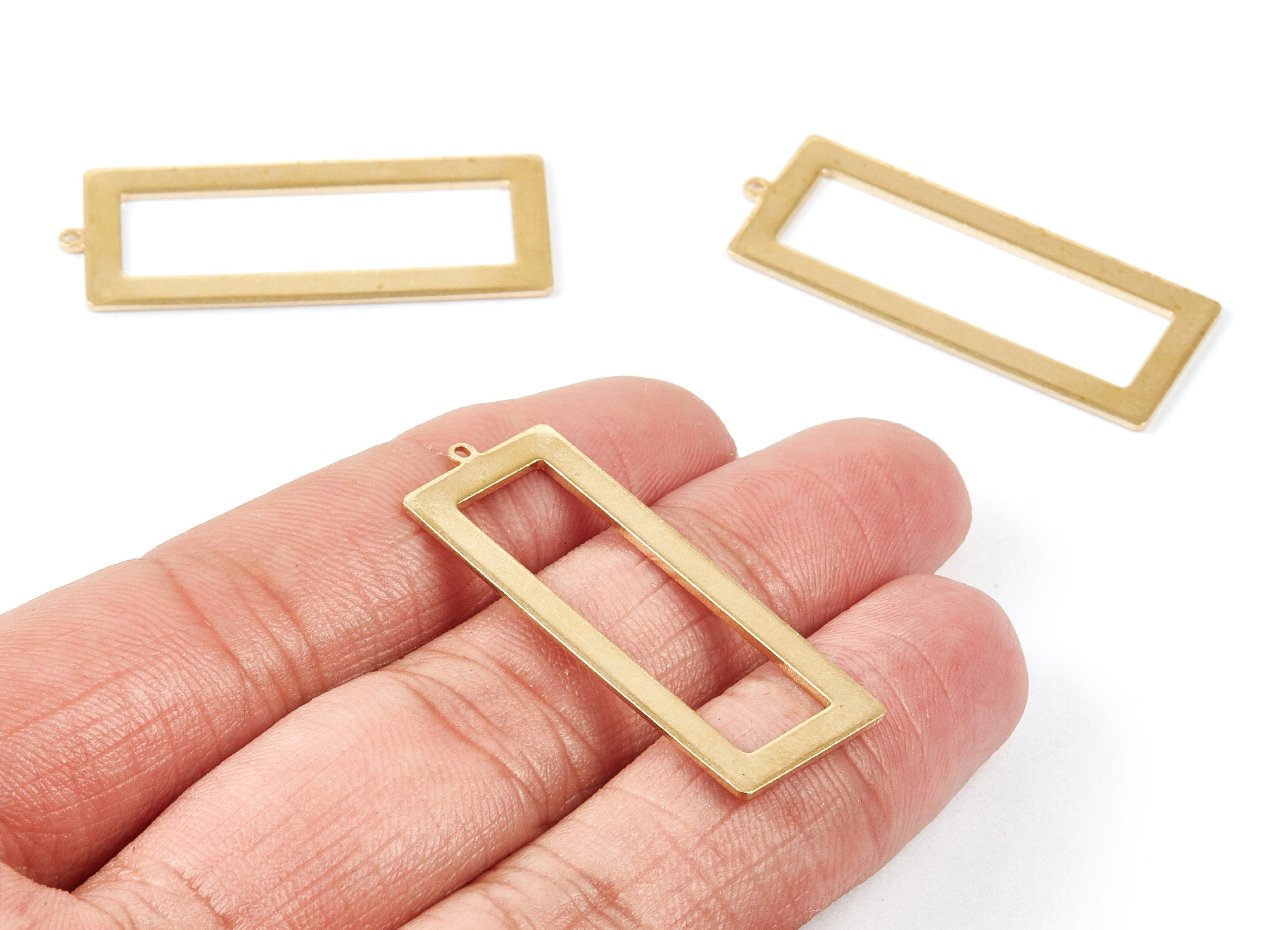 Brass Rectangle Charms - Rectangle Raw Brass Pendant - Brass Earring Findings - Jewelry Supplies - 40x15,26x1mm - PP1789 - DOMEDBAZAAR