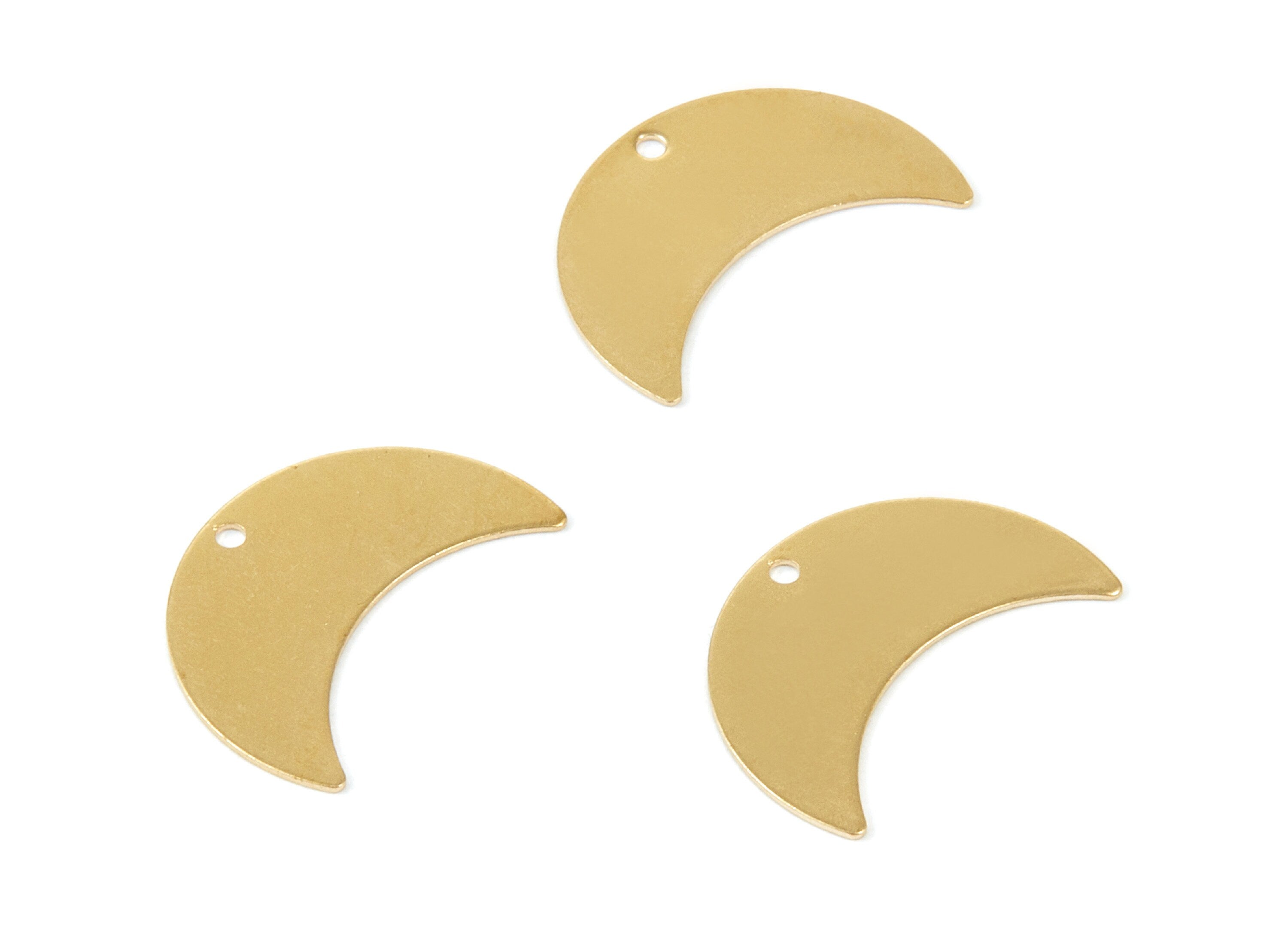 Personalized stamping blank - Brass Moon Charms - Moon Shaped Raw Brass Pendant - Earring Finding - Jewelry Supplies - 22x15x0,5mm - PP1827 - DOMEDBAZAAR