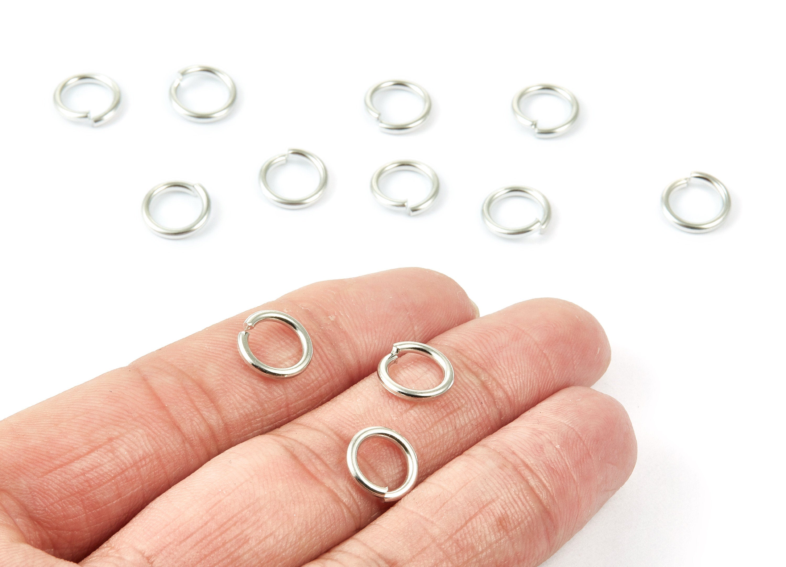 Brass Open Jump Rings - 10x1.5mm - Silver Tone Plated - Brass Open Jump Rings - Jewellery Supplies - PP1620S - DOMEDBAZAAR