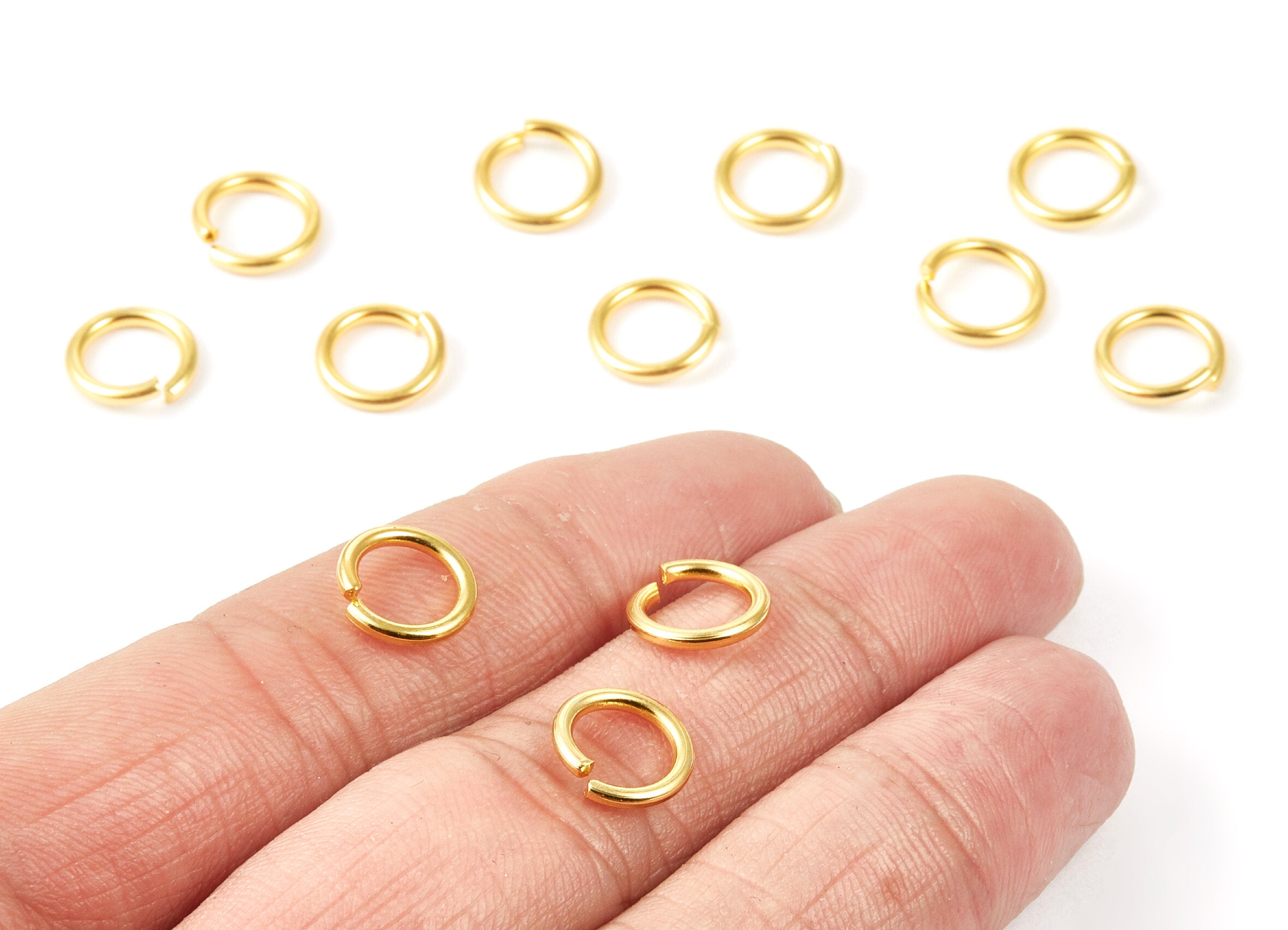 Brass Open Jump Rings - 10x1.5mm - Gold Tone Plated - Brass Open Jump Rings - Jewelry Supplies - PP1620G - DOMEDBAZAAR