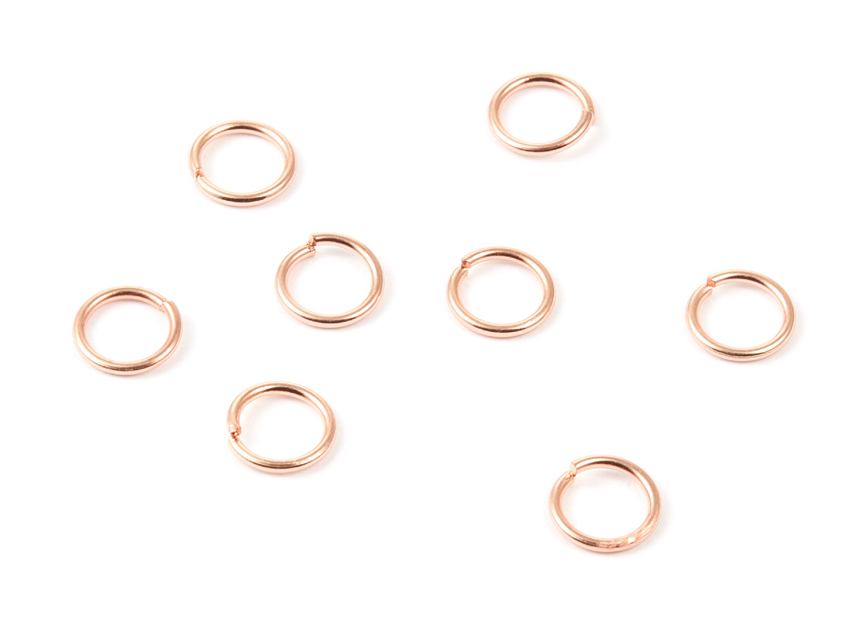 Brass Open Jump Rings - 8x1mm - Rose Tone Plated - Brass Open Jump Rings - Jewelry Supplies - PP1604R - DOMEDBAZAAR