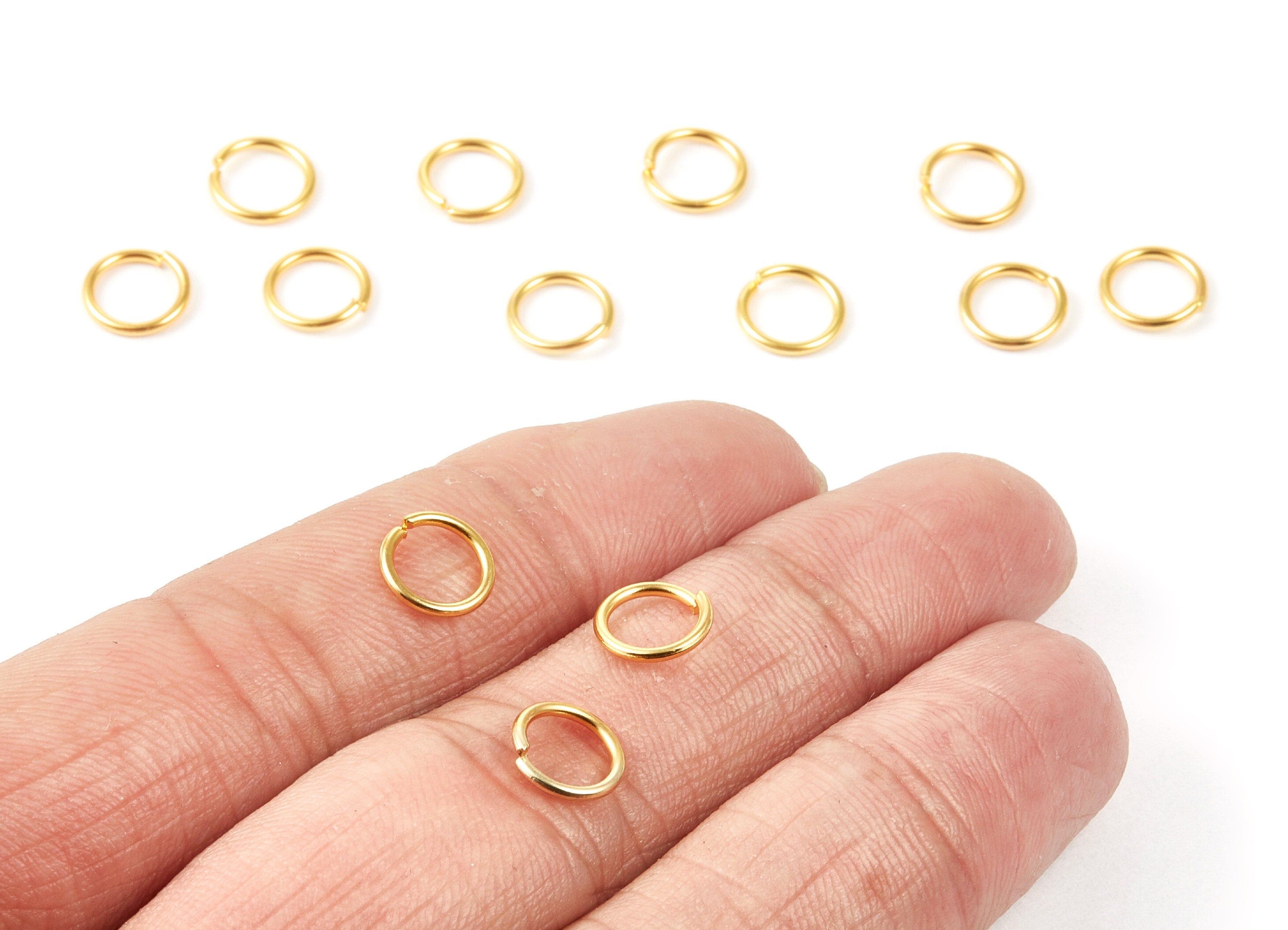 Brass Open Jump Rings - 8x1mm - Gold Tone Plated - Brass Open Jump Rings - Jewelry Supplies - PP1604G - DOMEDBAZAAR