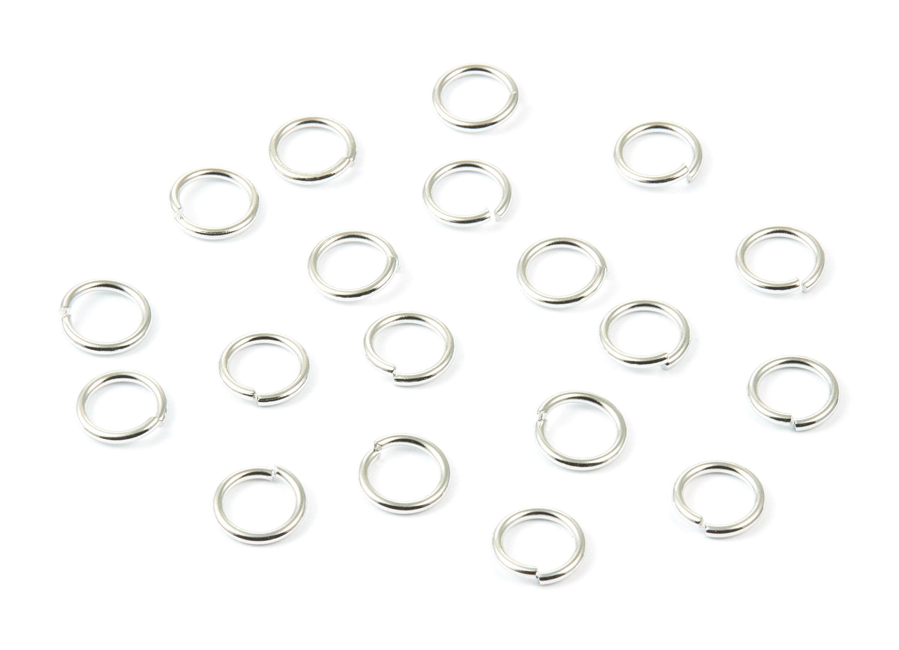 Brass Open Jump Rings - 9x1.2mm - Silver Tone Plated - Brass Open Jump Rings - Jewelry Supplies - PP1576S - DOMEDBAZAAR