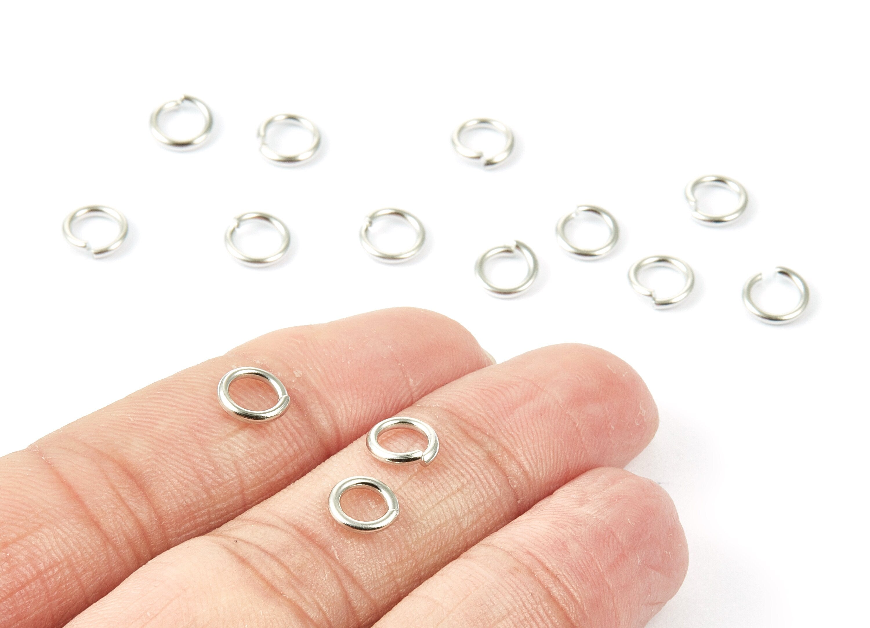 Brass Open Jump Rings - 7x1.2mm - Silver Tone Plated - Brass Open Jump Rings - Jewelry Supplies - PP1594S - DOMEDBAZAAR