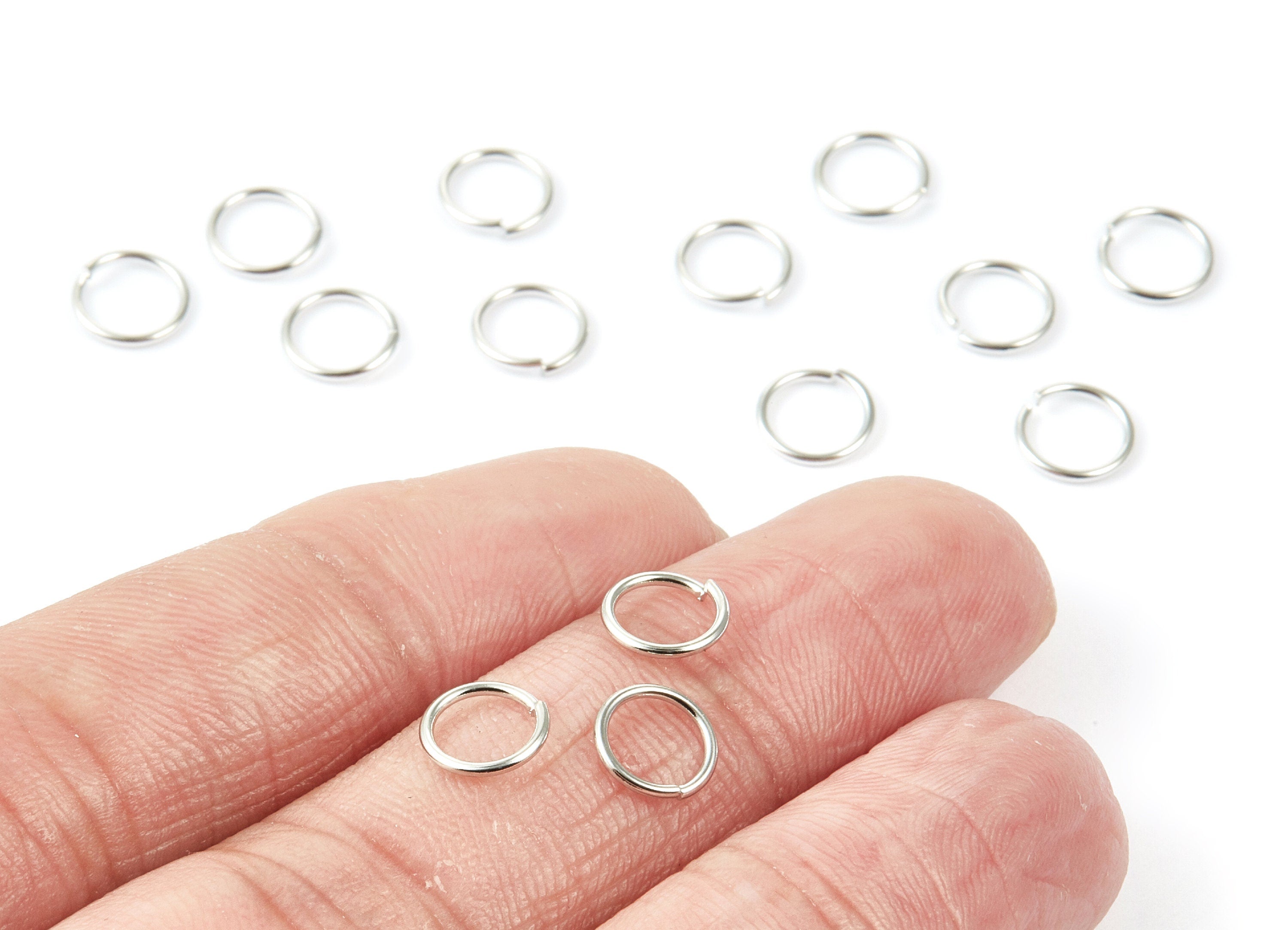 Brass Open Jump Rings - 7x08mm - Silver Tone Plated - Brass Open Jump Rings - Jewellery Supplies - PP1580S - DOMEDBAZAAR