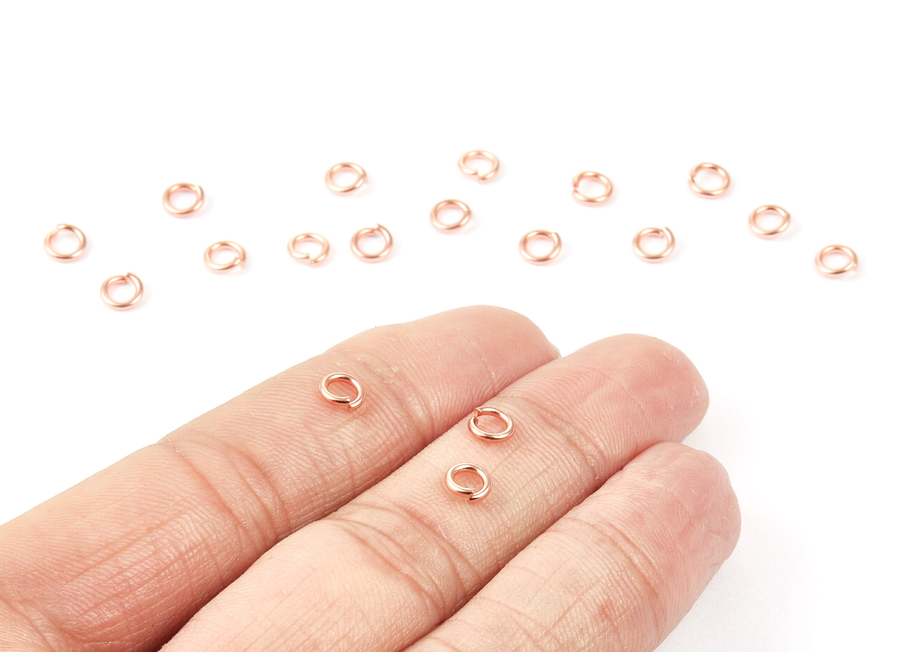 Brass Open Jump Rings - 5x1mm - Rose Tone Plated - Brass Open Jump Rings - Jewelry Supplies - PP1618R - DOMEDBAZAAR