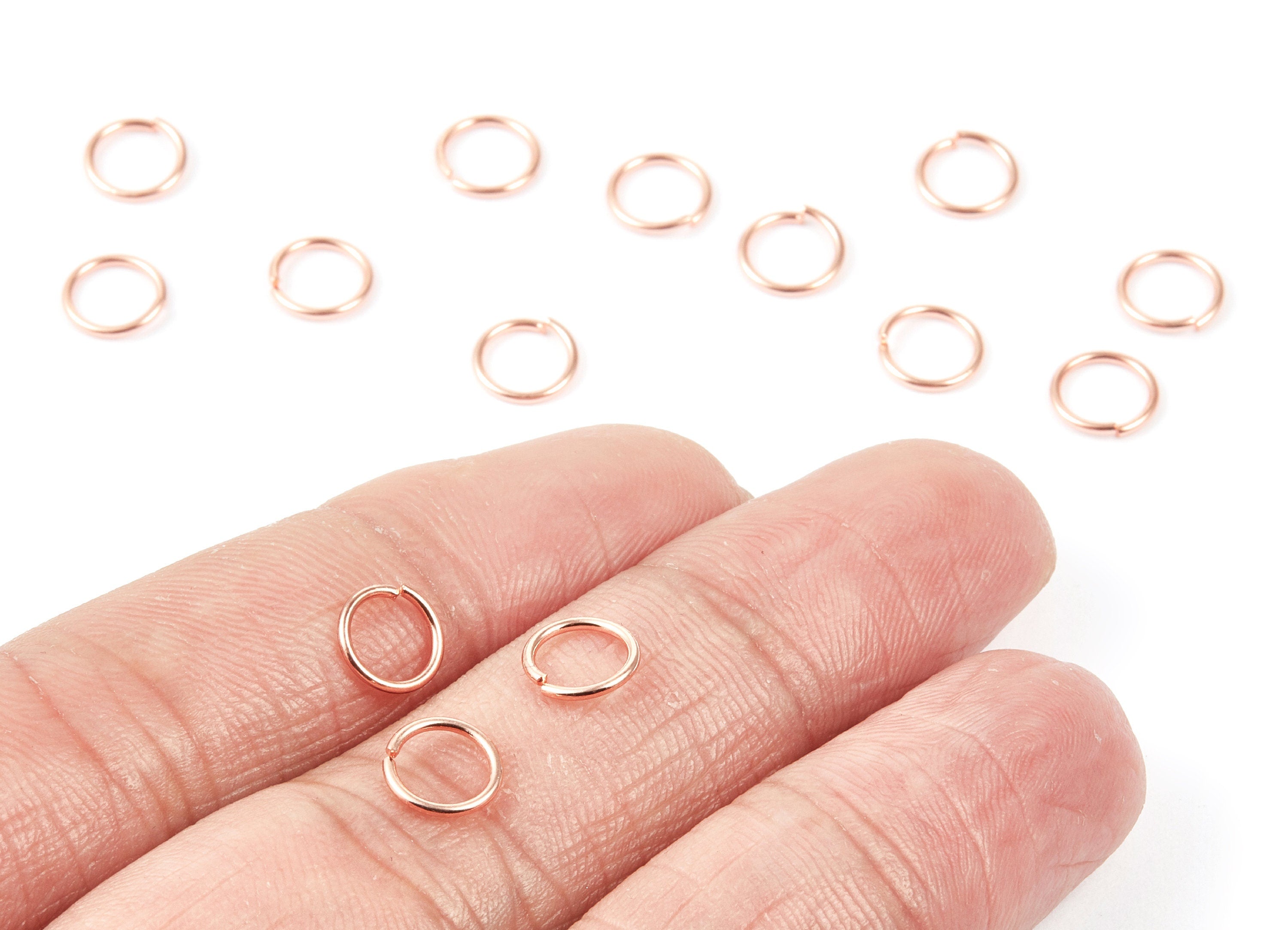 Brass Open Jump Rings - 7x0.8mm - Rose Tone Plated - Brass Open Jump Rings - Jewellery Supplies - PP1580R - DOMEDBAZAAR