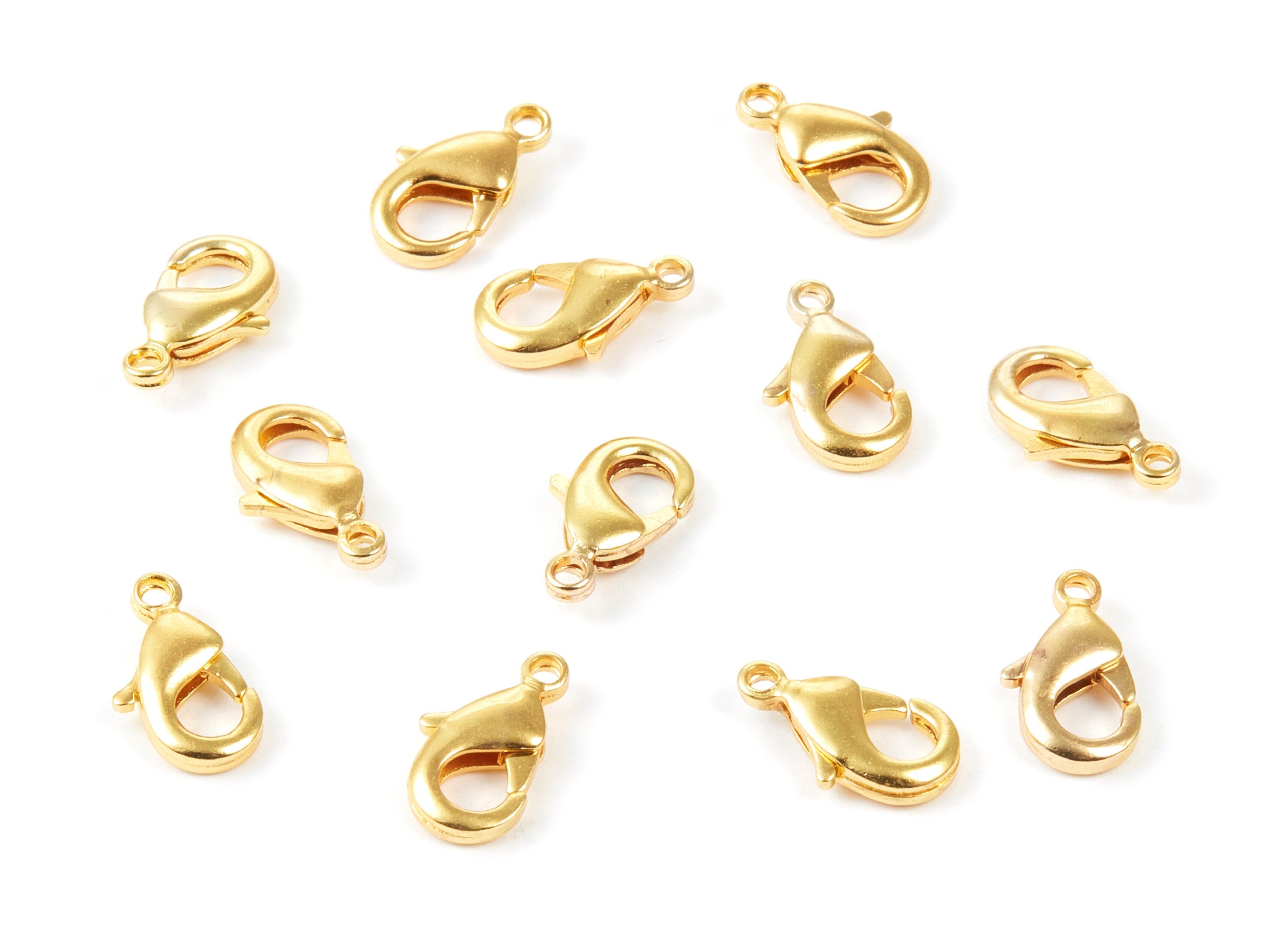 Brass Parrot Clasp - 902 Gold Tone Plated Brass Lobster Claw Clasps - Jewelry Supplies - 12mm x 6,45mm - PP1656G - DOMEDBAZAAR