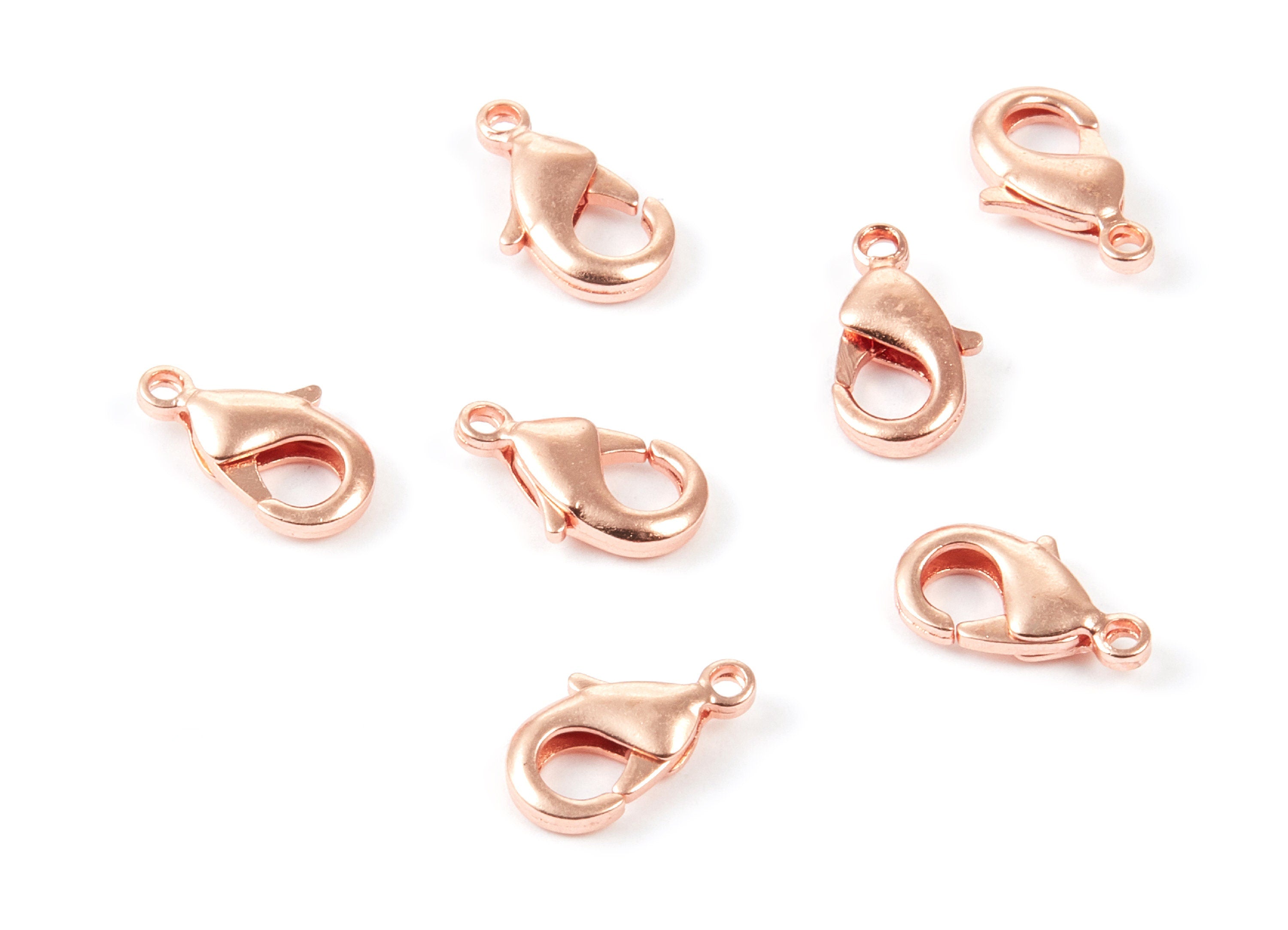 Brass Parrot Clasp - 902 Rose Tone Plated Brass Lobster Claw Clasps - Jewelry Supplies - 12x6,45mm - PP1656R - DOMEDBAZAAR