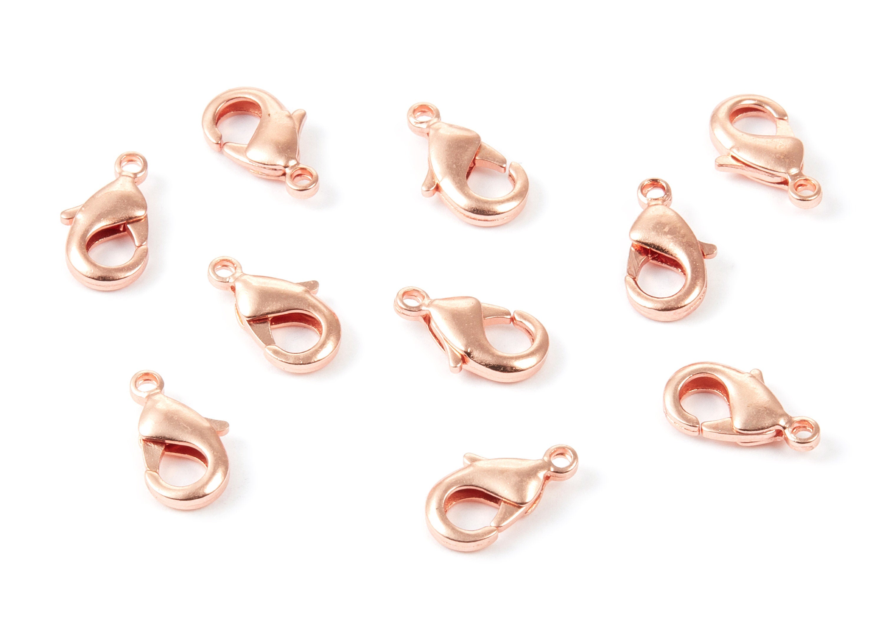 Brass Parrot Clasp - 902 Rose Tone Plated Brass Lobster Claw Clasps - Jewelry Supplies - 12x6,45mm - PP1656R - DOMEDBAZAAR