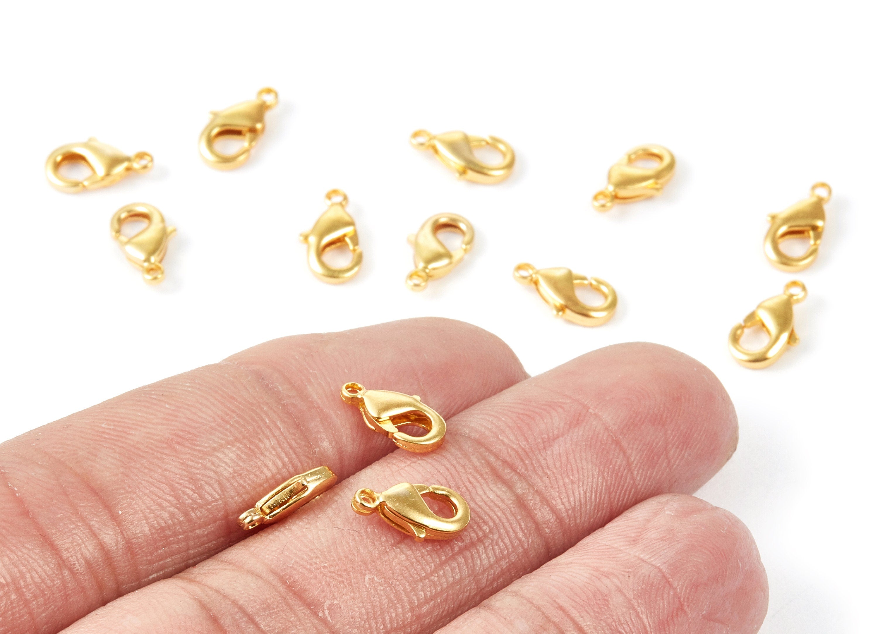 Brass Parrot Clasp - 90 Gold Tone Plated Brass Lobster Claw Clasps - Jewelry Supplies - 10x5,24mm - PP1658G - DOMEDBAZAAR