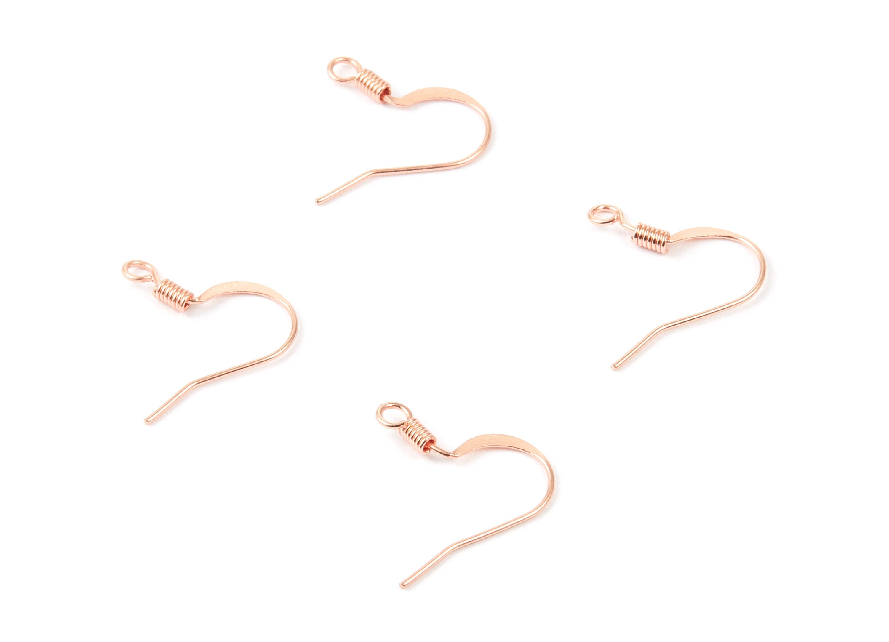 Brass Earring Hook - Rose Tone Plated Brass Ear Wire - Earring Findings - Jewelry Supplies - 17.5x17x2mm - PP1668R - DOMEDBAZAAR