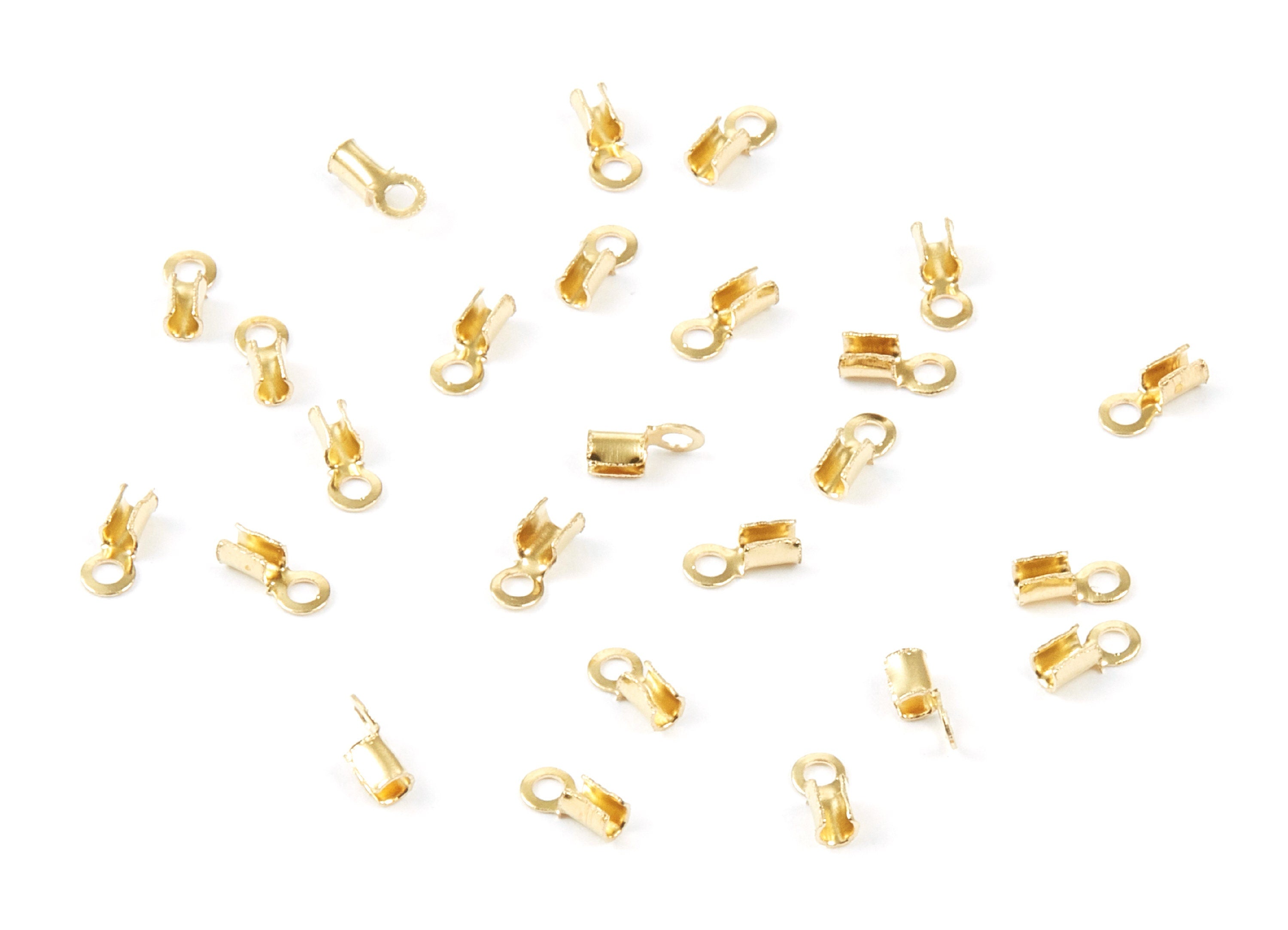 Brass Cord End Clasp - 200Pcs - Raw Brass Cord End Clasp - Jewelry Supplies - 5.65x2.44mm - PP1719 - DOMEDBAZAAR