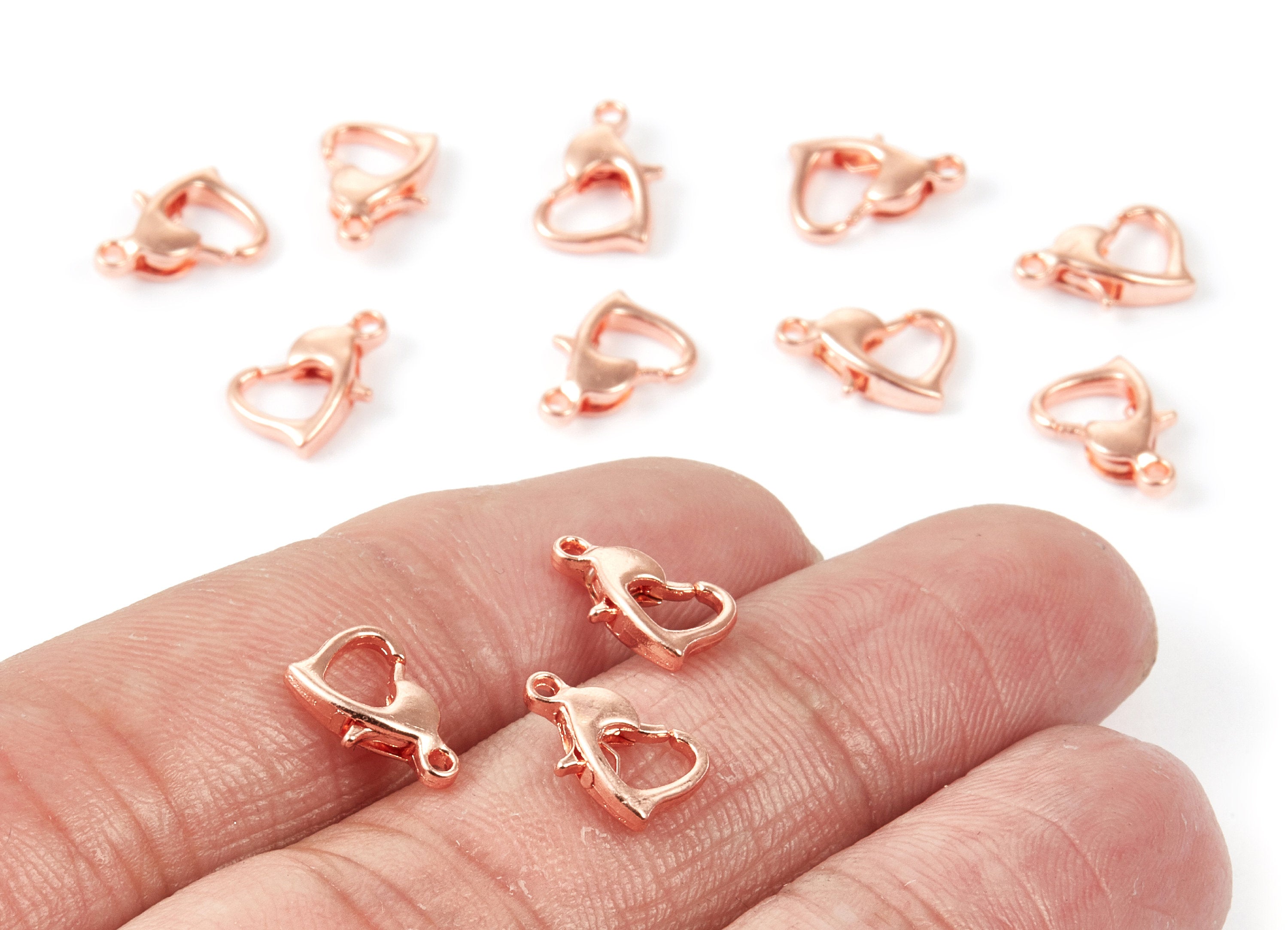 Brass Heart Parrot Clasp - Rose Tone Plated - Brass Heart Lobster Claw Clasps - Jewelry Supplies - 10,5x6,97mm - PP1698R - DOMEDBAZAAR