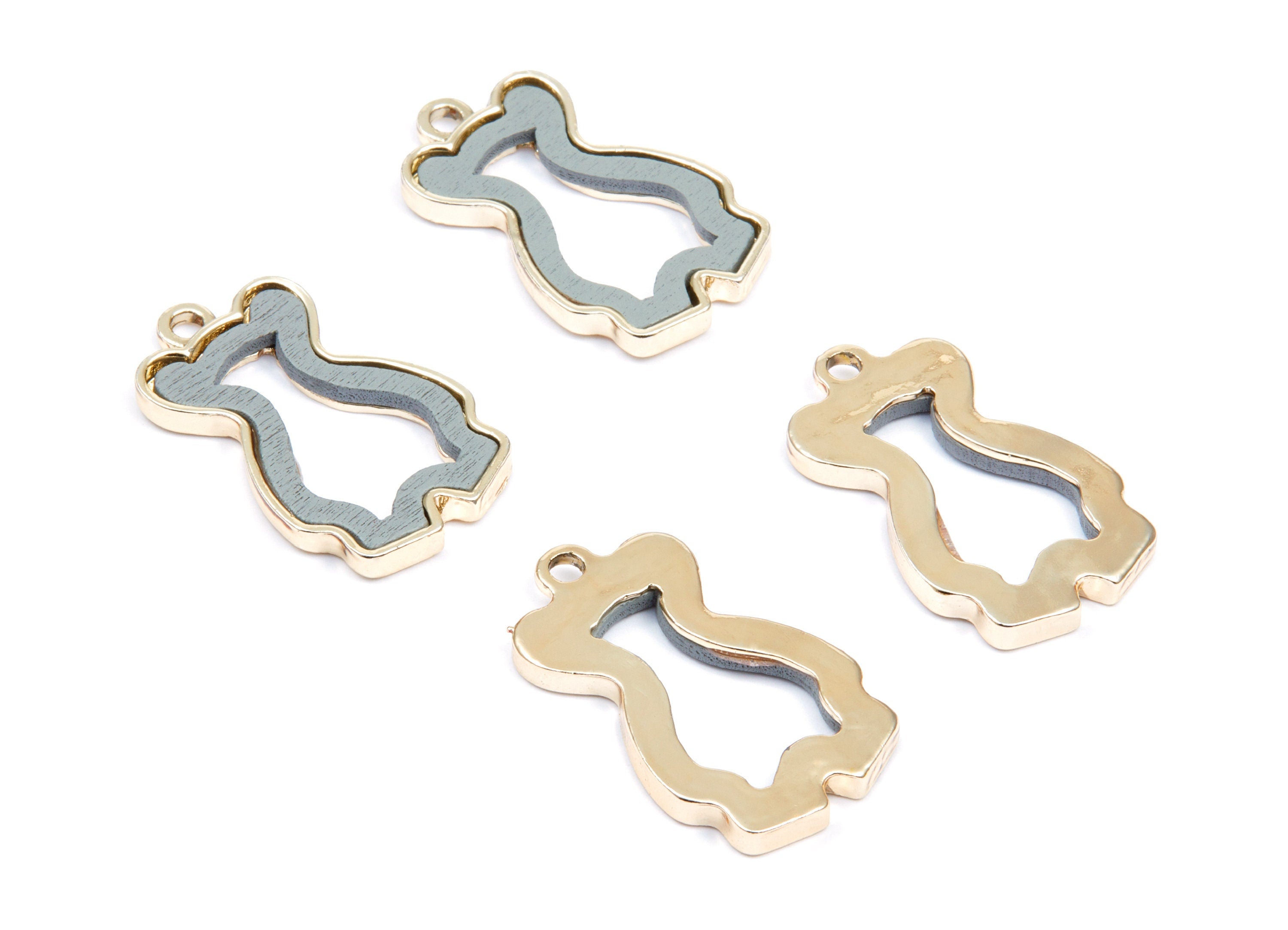 Bear Shaped Charms - Zinc Alloy Earring Findings - Gold Tone Connector - Alloy Pendant for Necklace - 30,19x18,27x2,8mm - ZZ1241 - DOMEDBAZAAR