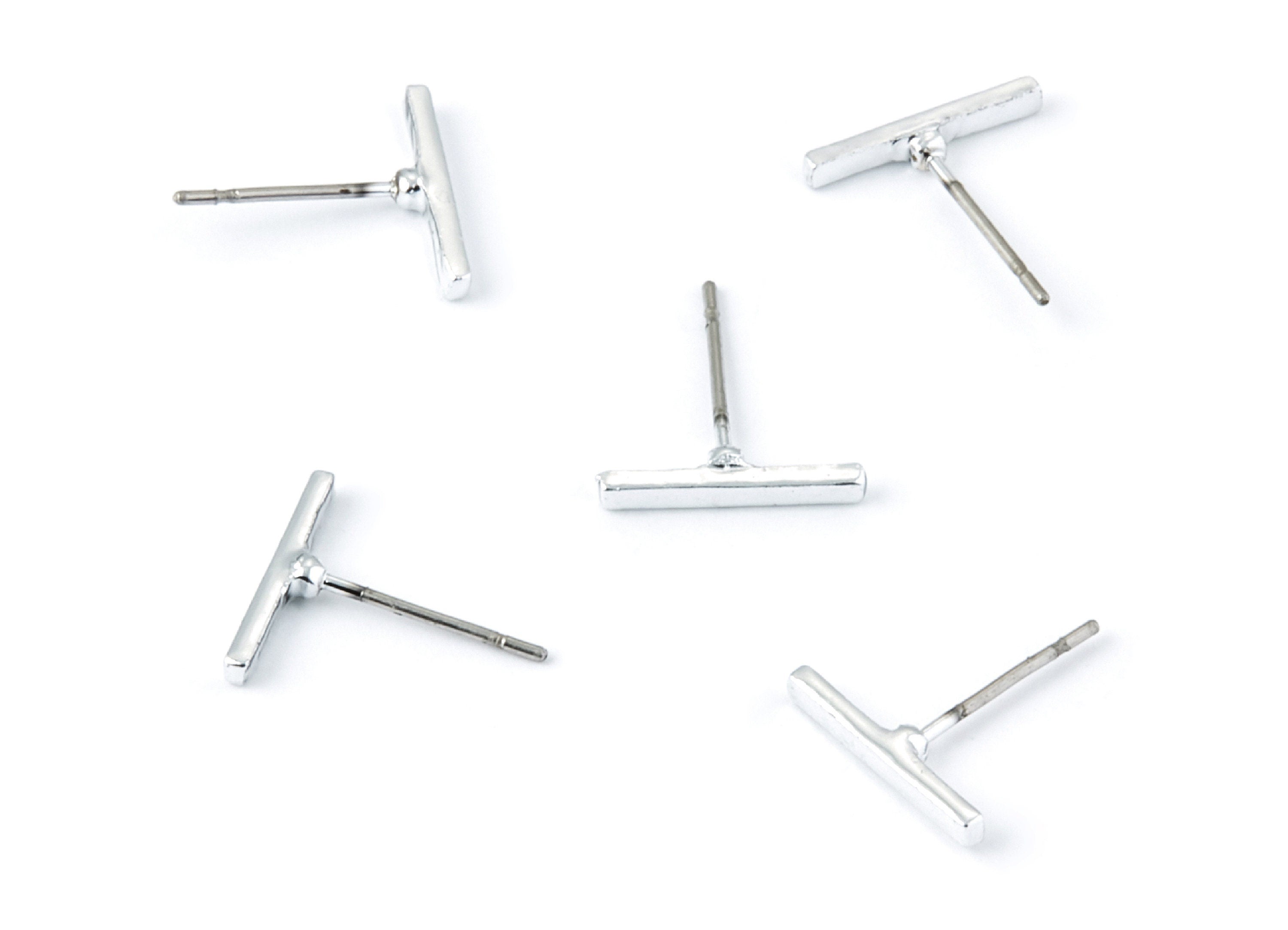 Rectangle Bar Stud - Zinc Alloy Bar Stud - Silver Tone plated - Stainless Steel Stud - Ear Studs - 12,26x12,8x1,9mm - ZZ1189S - DOMEDBAZAAR