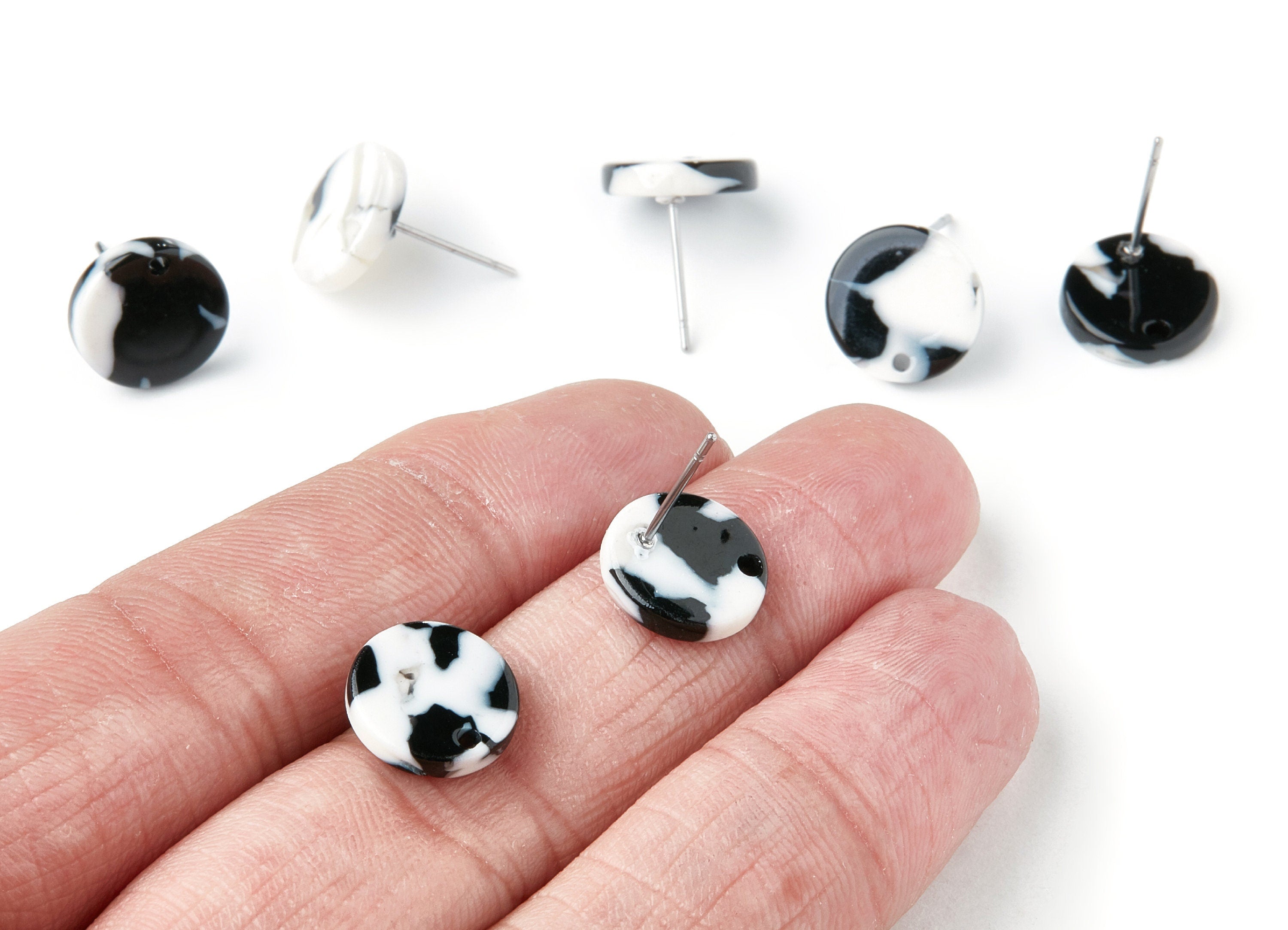 Acetate Round Earring Stud - Round Earring Post and Stud - Earring Findings - Color Code: A17 - 11.7x11.7x2.6mm - AC1139K - DOMEDBAZAAR
