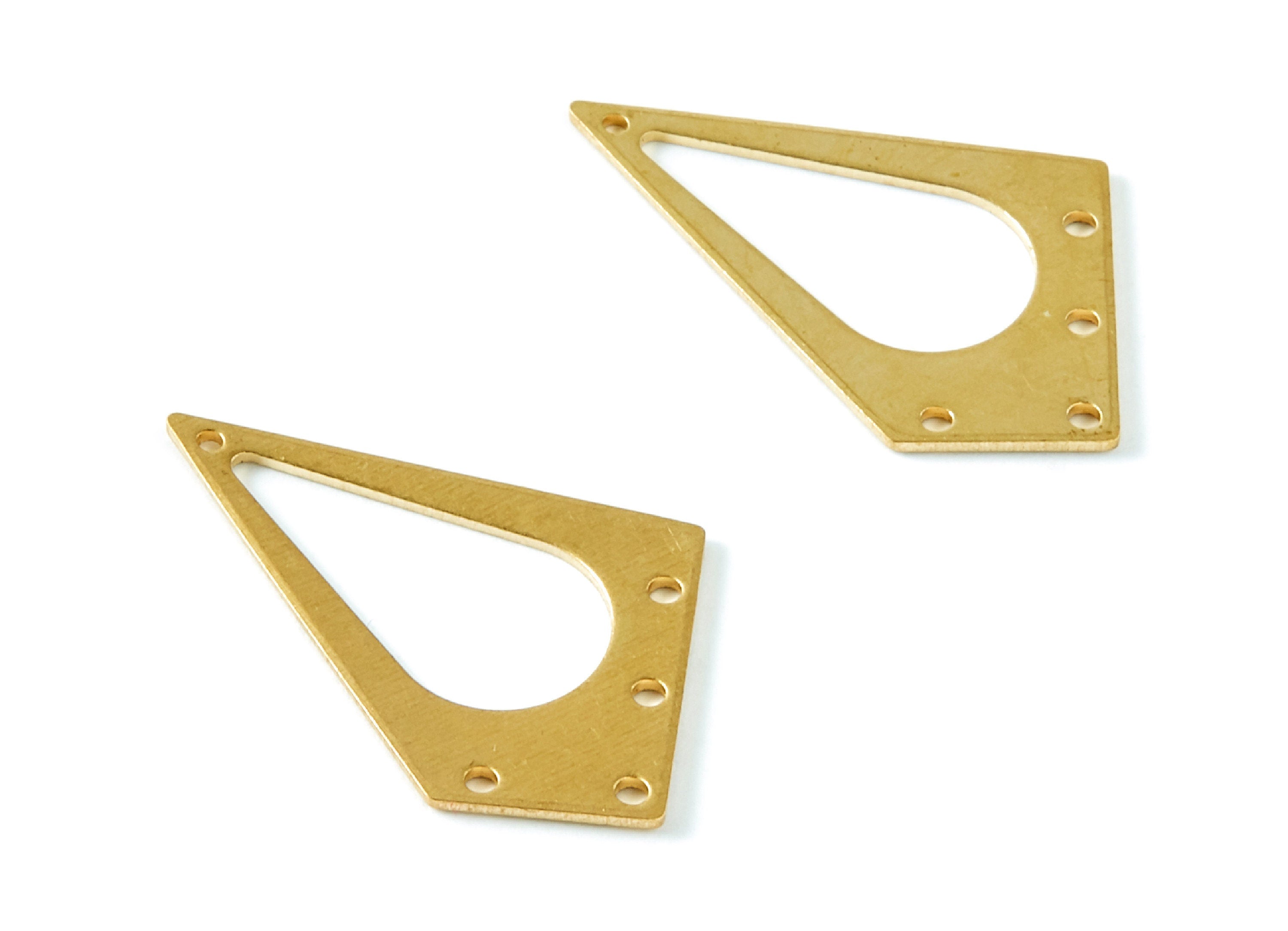 Brass Geometric Charms - Geometric Shaped Raw Brass Connector with 5 Holes - Jewelry Supplies - 31,2x19,6x0,88mm - PP1404 - DOMEDBAZAAR