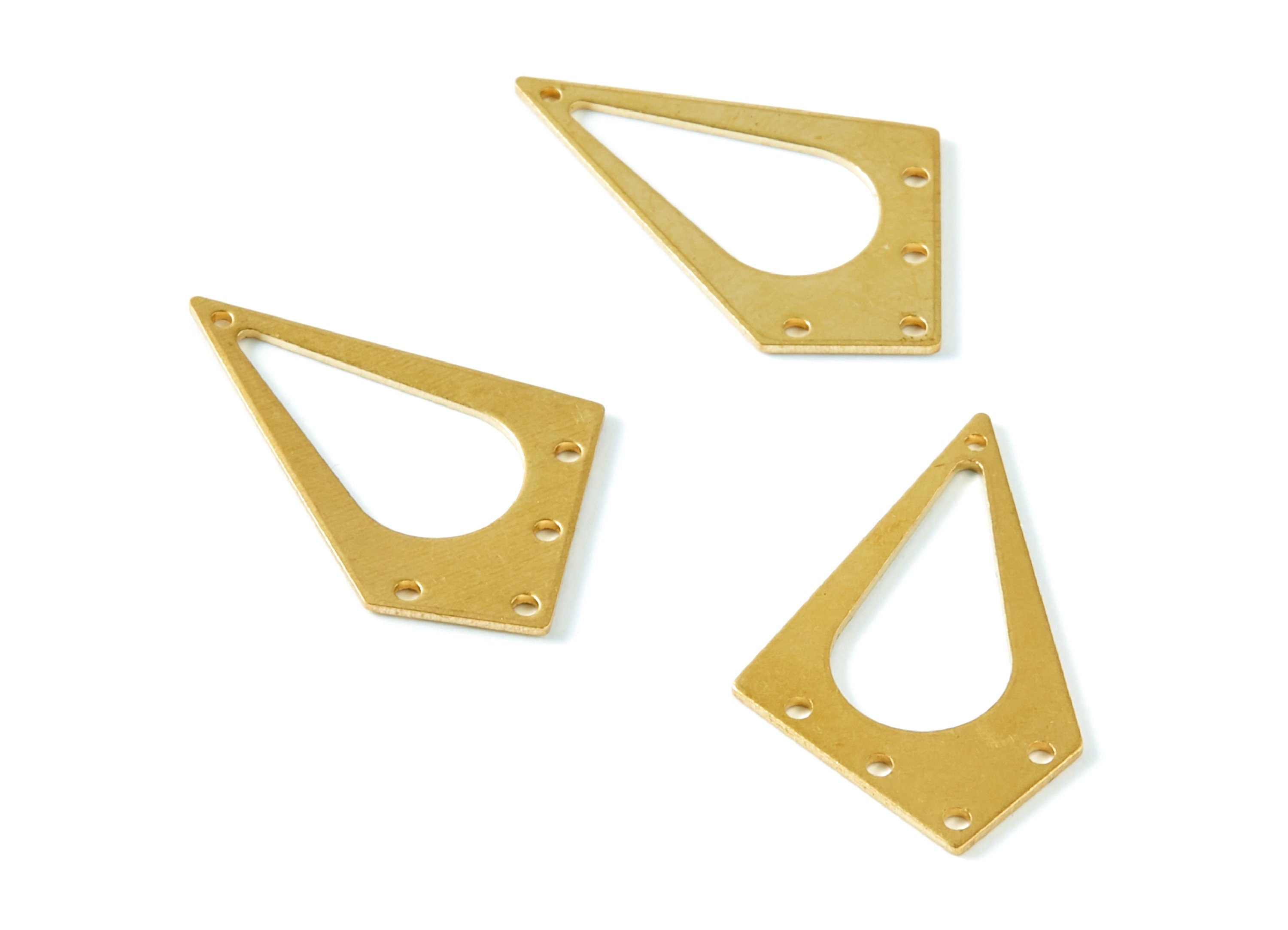 Brass Geometric Charms - Geometric Shaped Raw Brass Connector with 5 Holes - Jewelry Supplies - 31,2x19,6x0,88mm - PP1404 - DOMEDBAZAAR