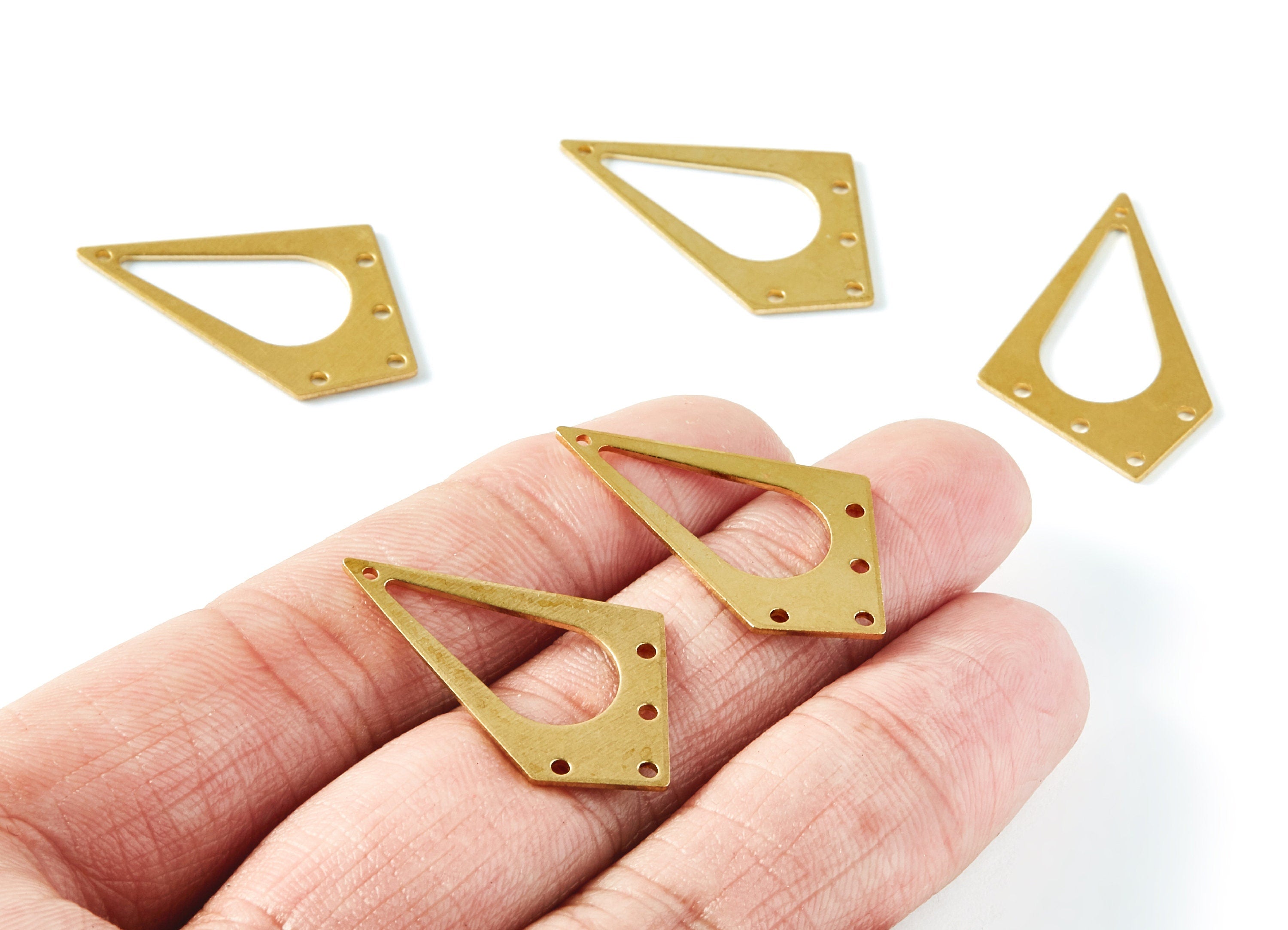 Brass Geometric Charms - Geometric Shaped Raw Brass Connector with 5 Holes - Jewelry Supplies - 31,2x19,6x0,88mm - PP1404 - DOMEDBAZAAR