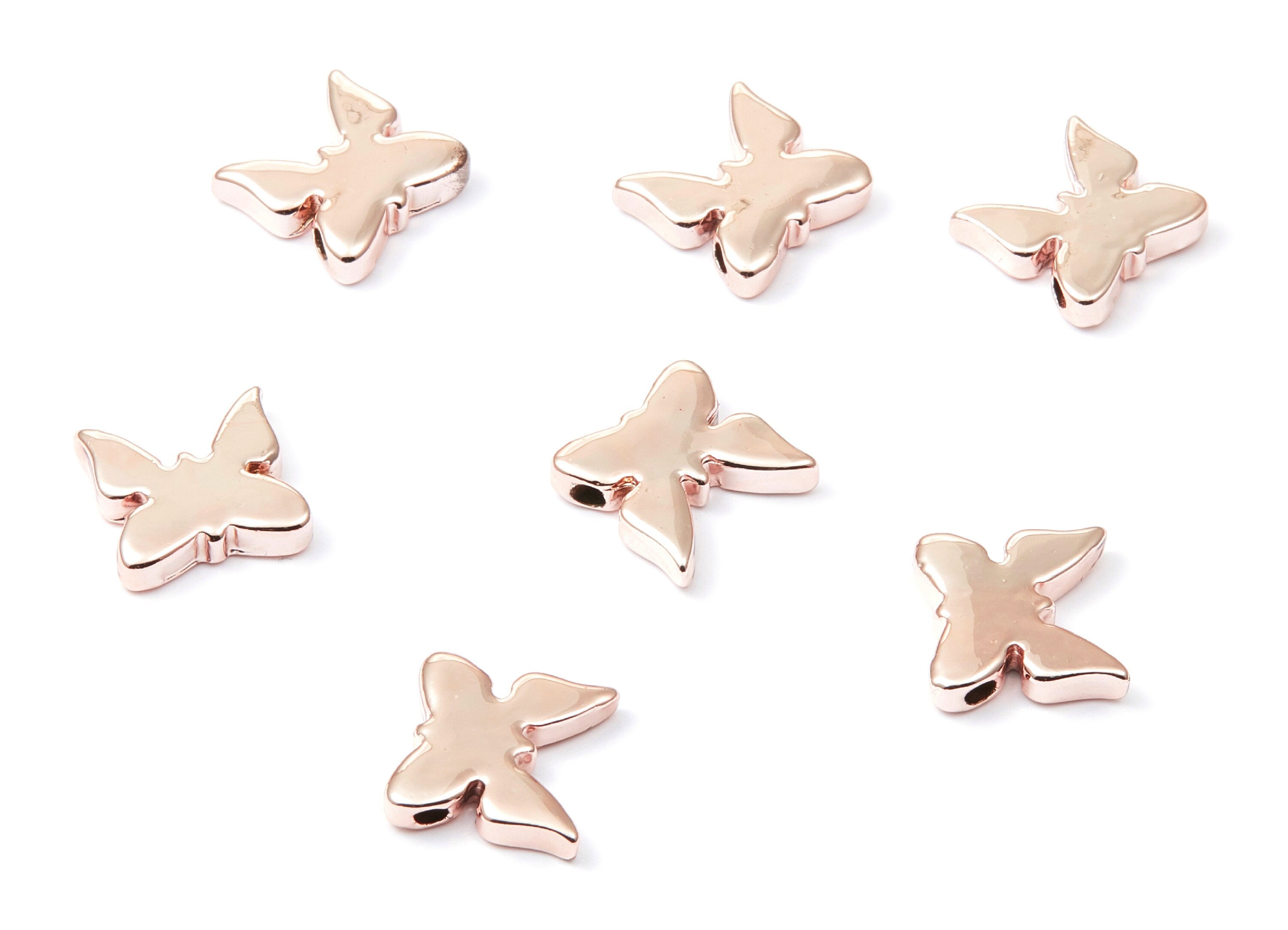 Butterfly Shaped Charms - Zinc Alloy Earring Finding - Rose Tone - Alloy Pendant for Necklace - 13,63x13,4x3,4mm - ZZ1197R - DOMEDBAZAAR