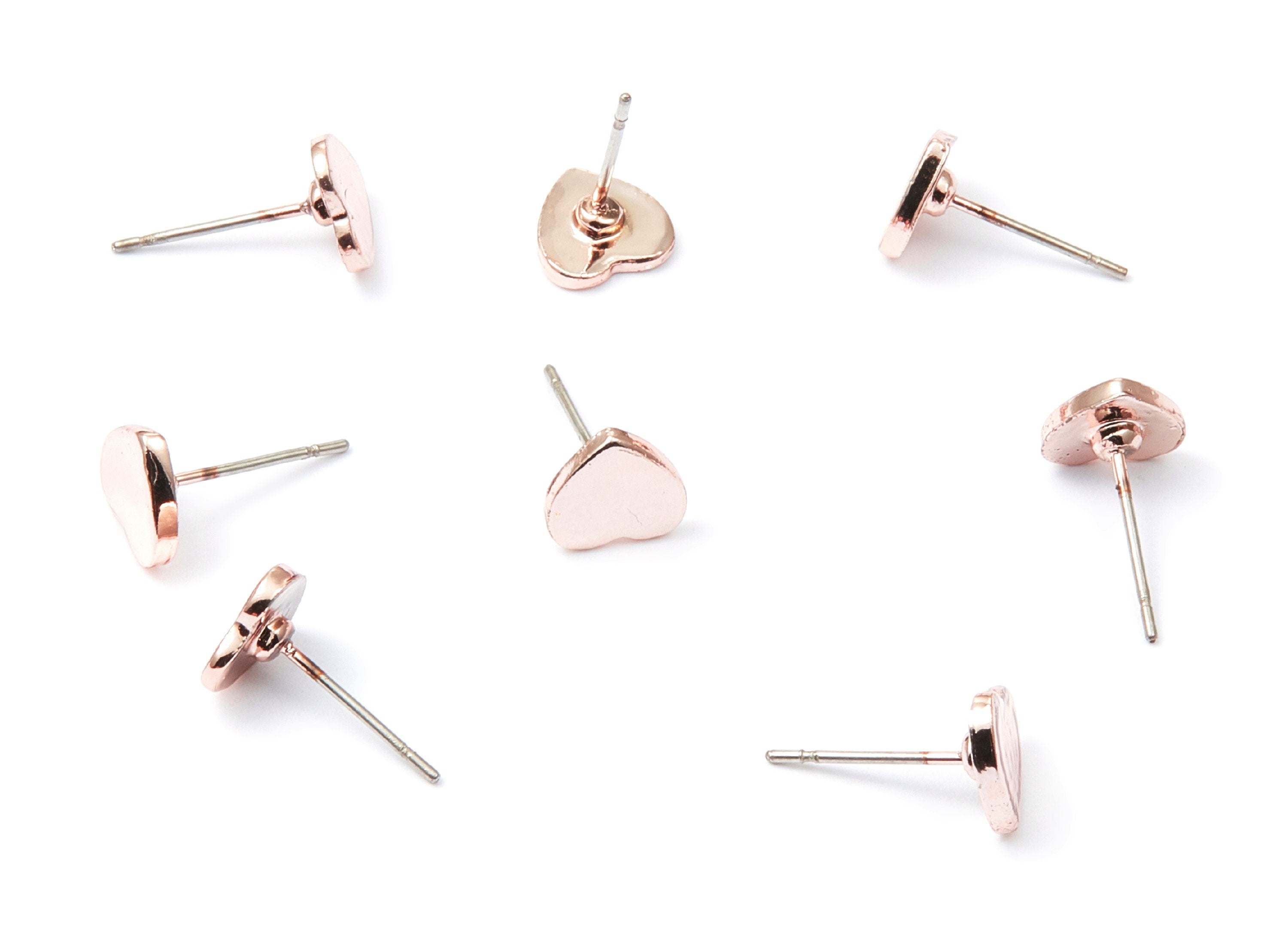 Heart Earring Stud - Zinc Alloy Stud - Rose Tone plated - Stainless Steel Stud - Ear Studs - 13,24x7,8x1,46mm - ZZ1195R - DOMEDBAZAAR