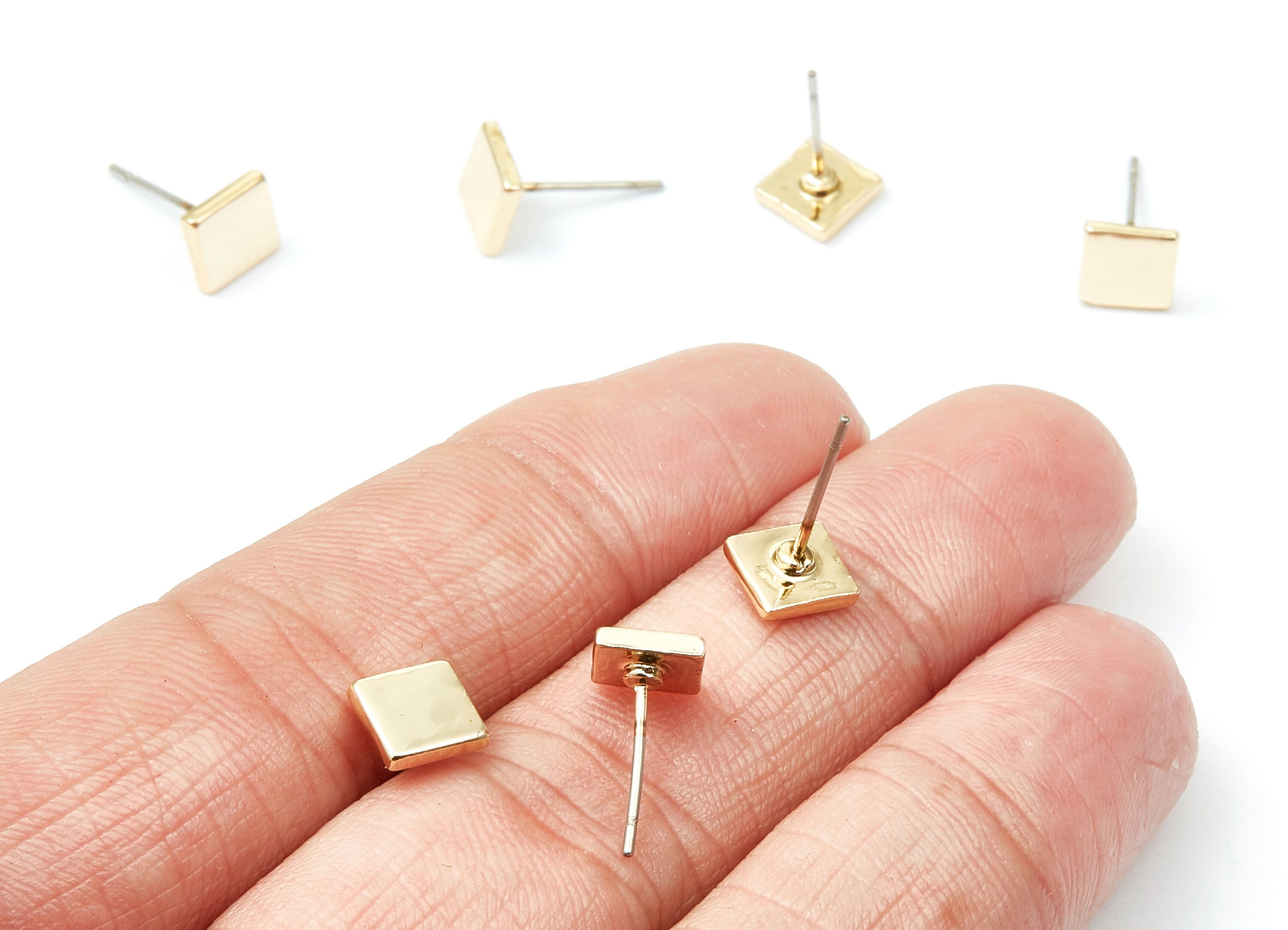 Square Earring Stud - Zinc Alloy Stud - Gold Tone plated - Stainless Steel Stud - Ear Studs - 13,22x6,45x1,4mm - ZZ1192G - DOMEDBAZAAR