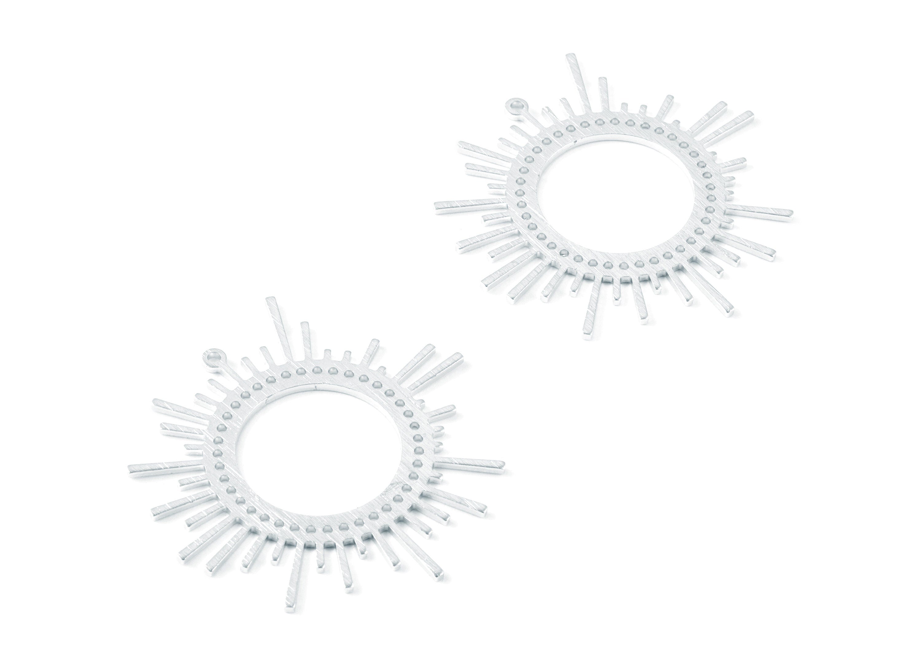 Aluminum Charms - Sun Shaped Earrings - Anodized Aluminium Charms - Silver Tone - 41.5x41.5x1.27mm - AA1133A - DOMEDBAZAAR