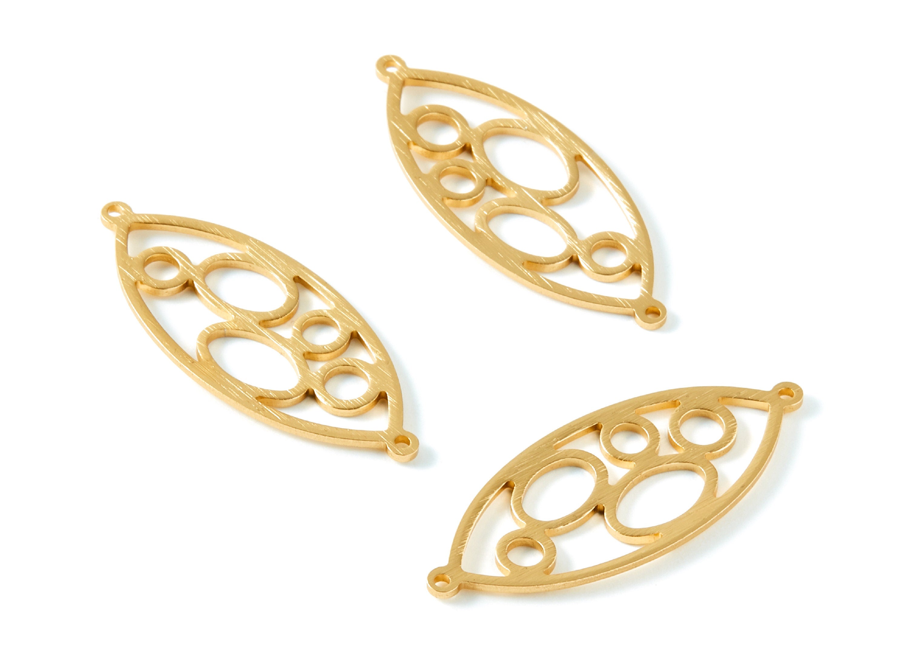 Aluminum Charms - Oval Shaped Earrings - Anodized Aluminium Charmsr - Gold Tone - 31.1x22.85x1.34mm - AA1132A - DOMEDBAZAAR