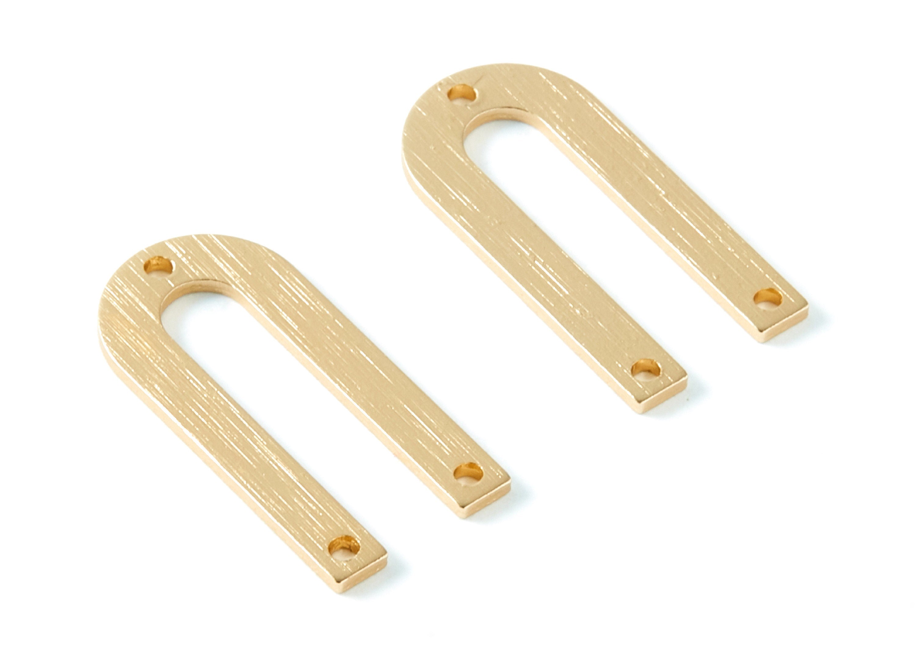 Aluminum Charms - U Shaped Earrings with 3 Holes - Anodized Aluminium Charms - Gold Tone - 26x12,5x1,15mm - AA1137A - DOMEDBAZAAR