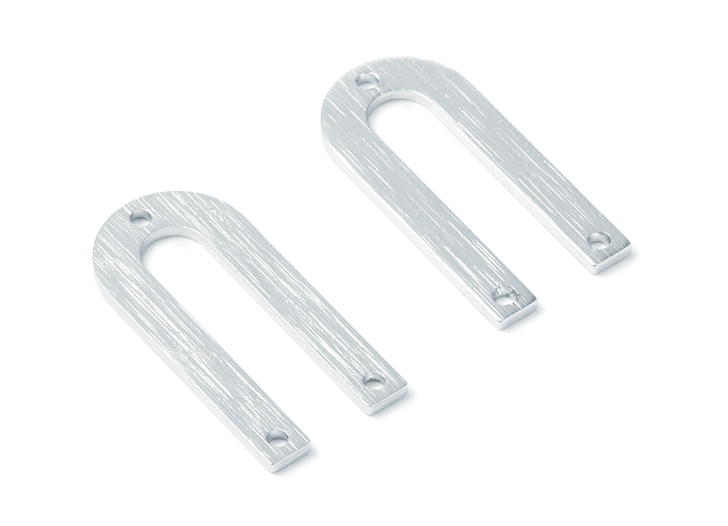 Aluminum Charms - U Shaped Earrings with 3 Holes - Anodized Aluminium Charms - Silver Tone - 26x12,5x1,15mm - AA1137B - DOMEDBAZAAR