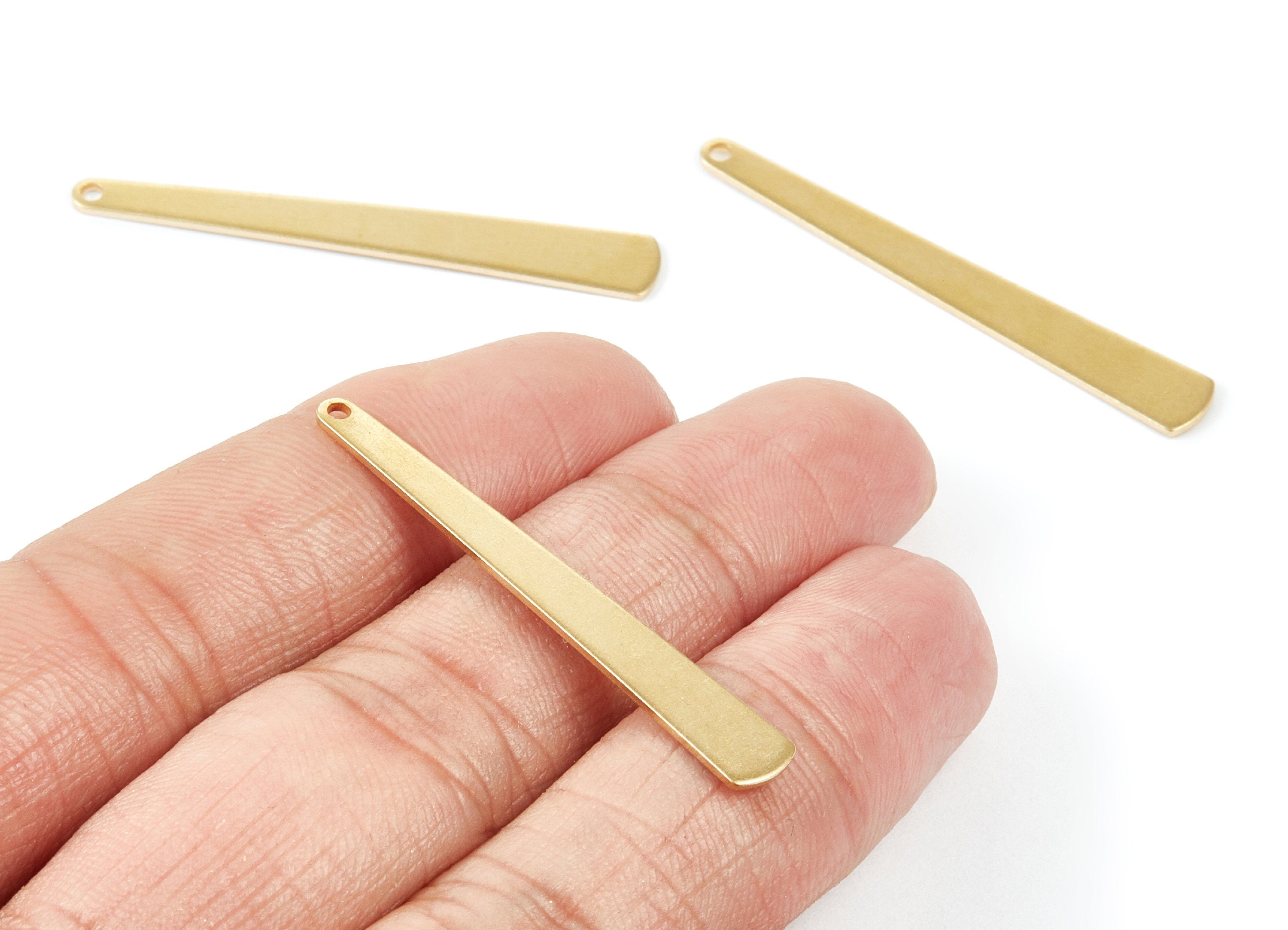 Personalized stamping blank - Brass Strip Shaped Charms - Raw Brass Strip Shaped Pendants With 1 Hole - 43x5,78x0,81mm - PP2070 - DOMEDBAZAAR