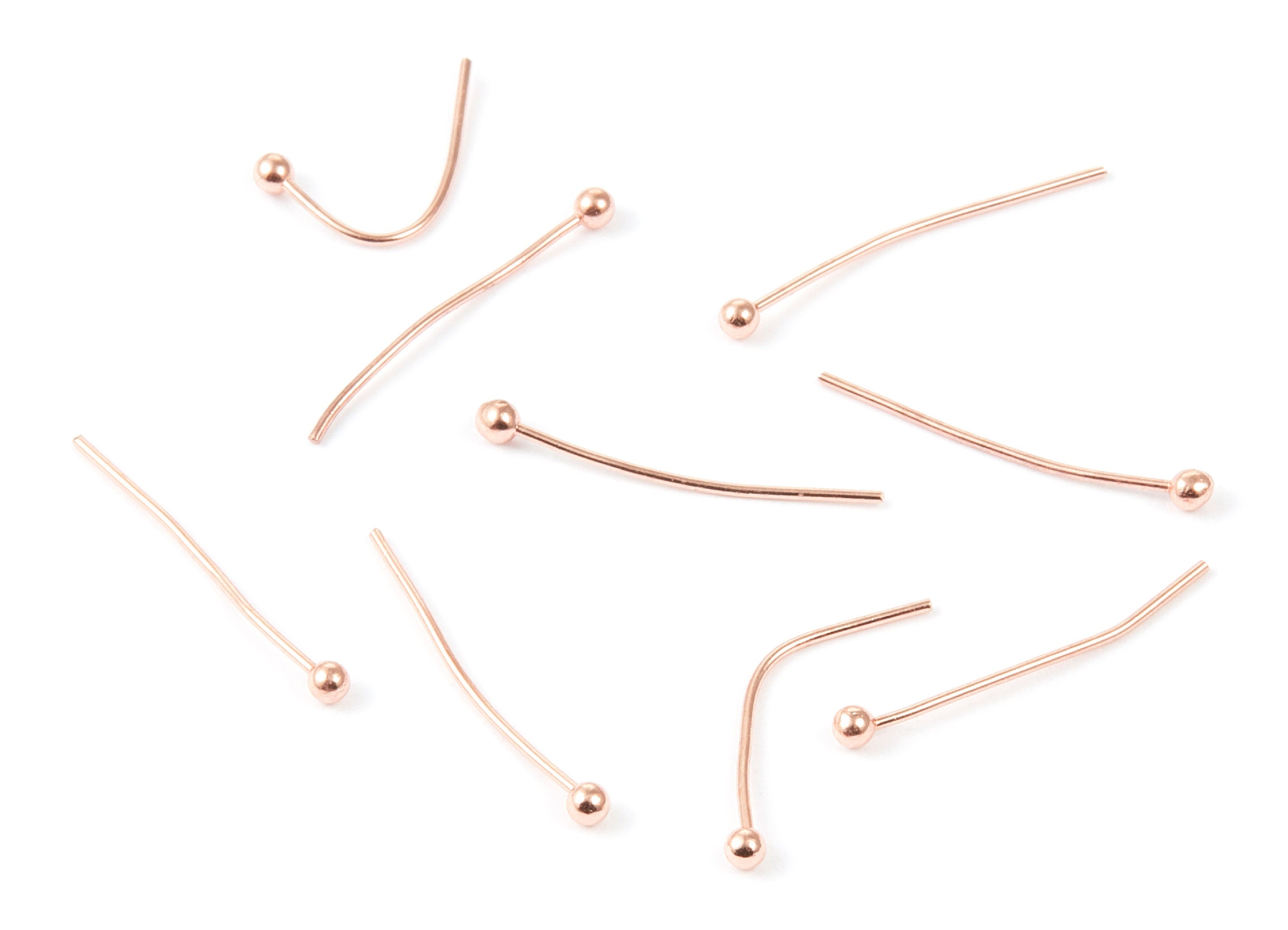 Brass Ball Head Pins - 0.6x20x2.0 - Rose Tone Plated Brass - Jewelry Findings - 20x2x0.6mm - PP1718 - DOMEDBAZAAR