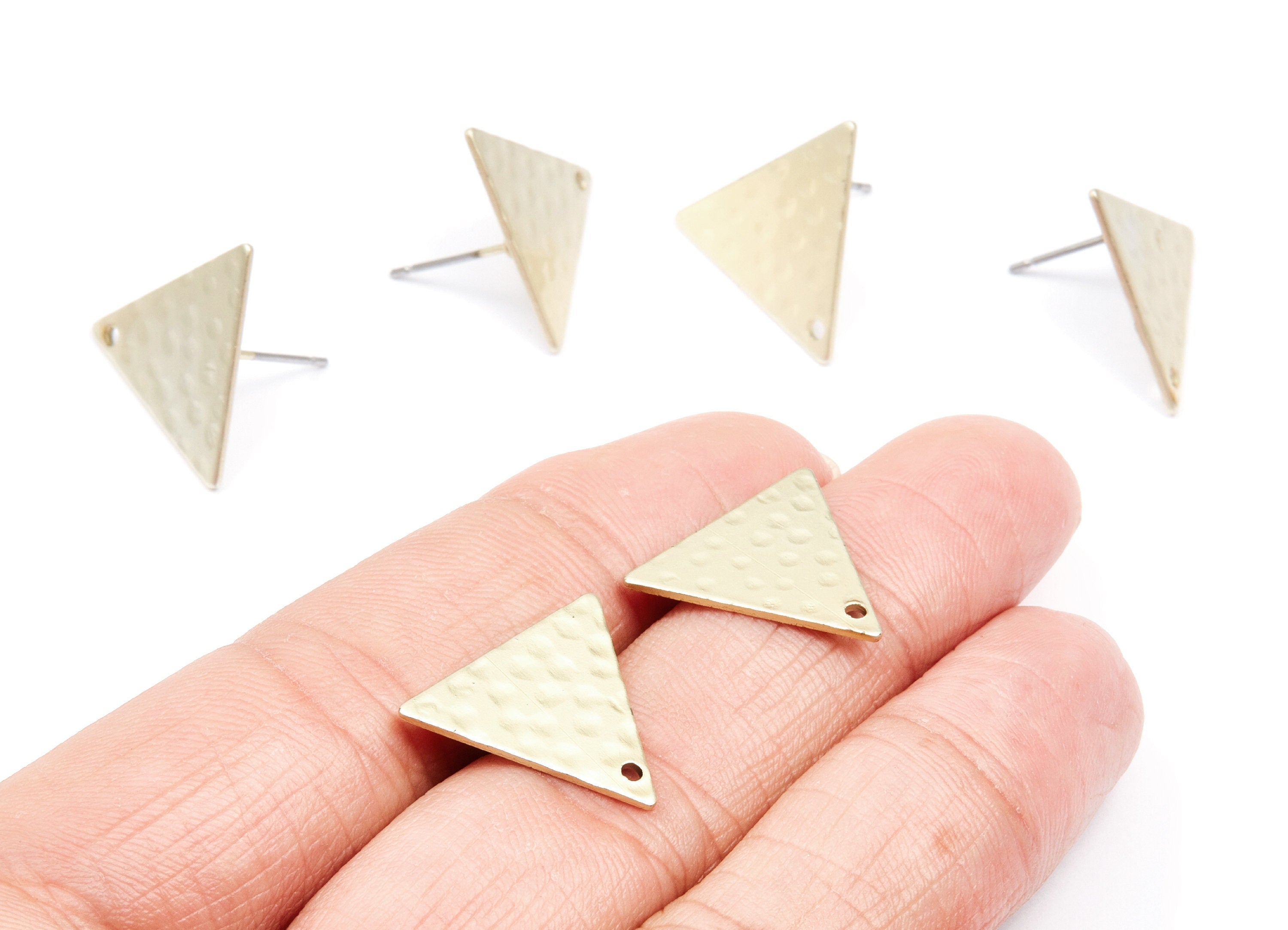 Iron Earring Stud - Gold Tone Plated - Triangle shaped Earring Post - Earring findings - Jewelry Supplies - 19,12x16,73x0,64mm - ZZ1314 - DOMEDBAZAAR