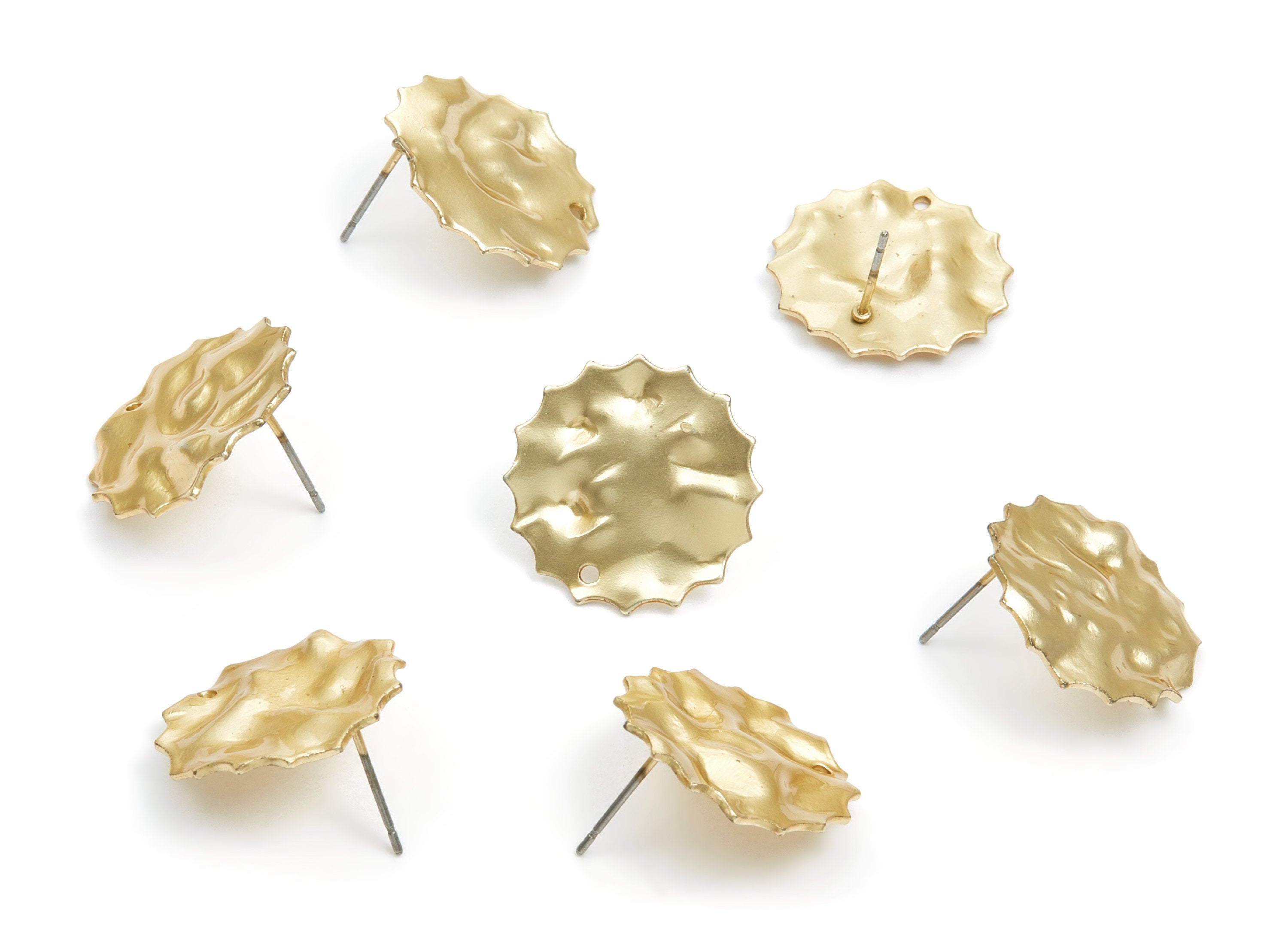 Iron Earring Stud - Gold Tone Plated - Round shaped Earring Post - Earring findings - Jewelry Supplies - 21,68x21,68x1,05mm - ZZ1316 - DOMEDBAZAAR