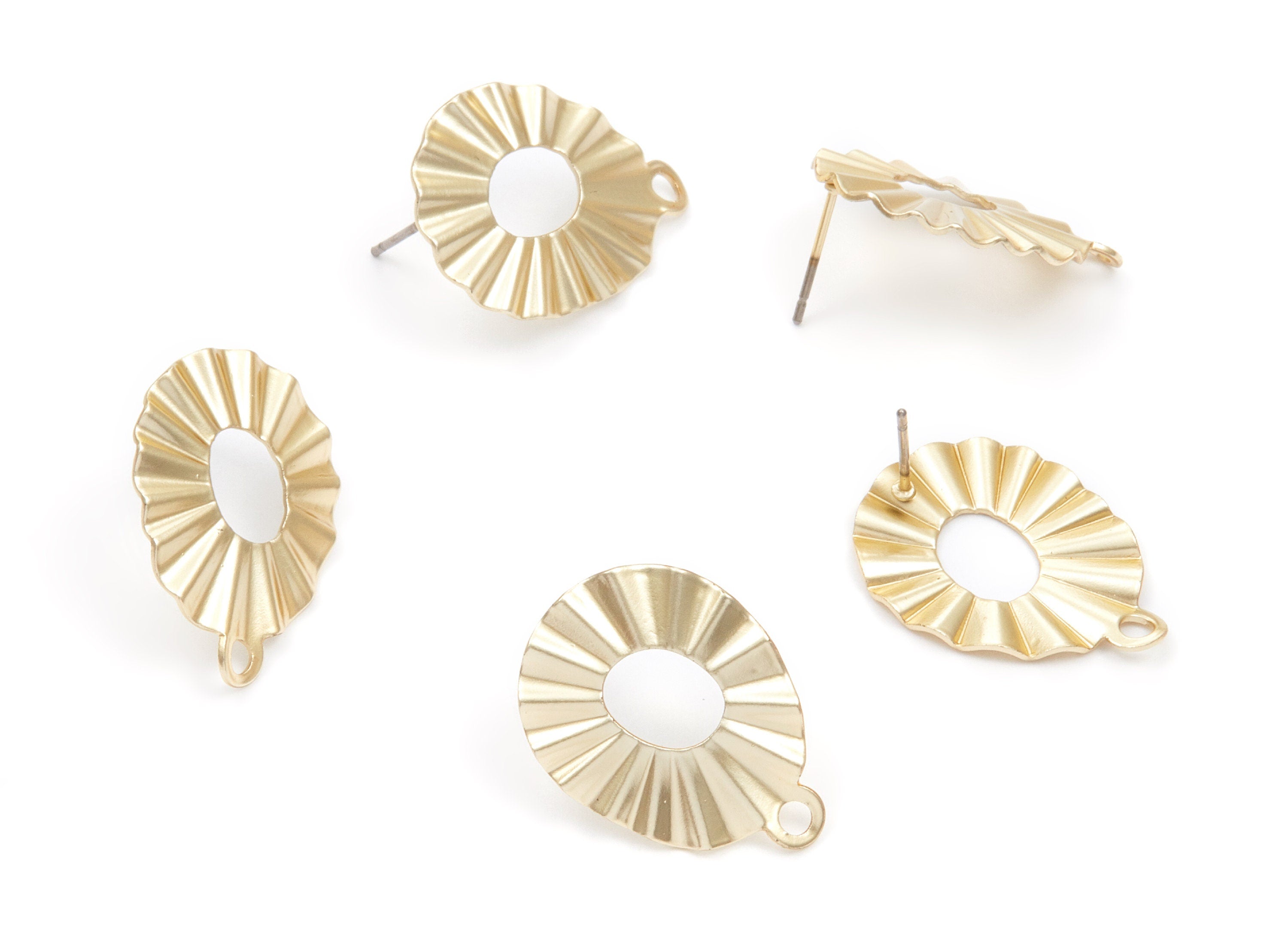 Iron Earring Stud - Gold Tone Plated - Oval shaped Earring Post - Earring findings - Jewelry Supplies - 24,89x18,17x0,6mm - ZZ1318 - DOMEDBAZAAR