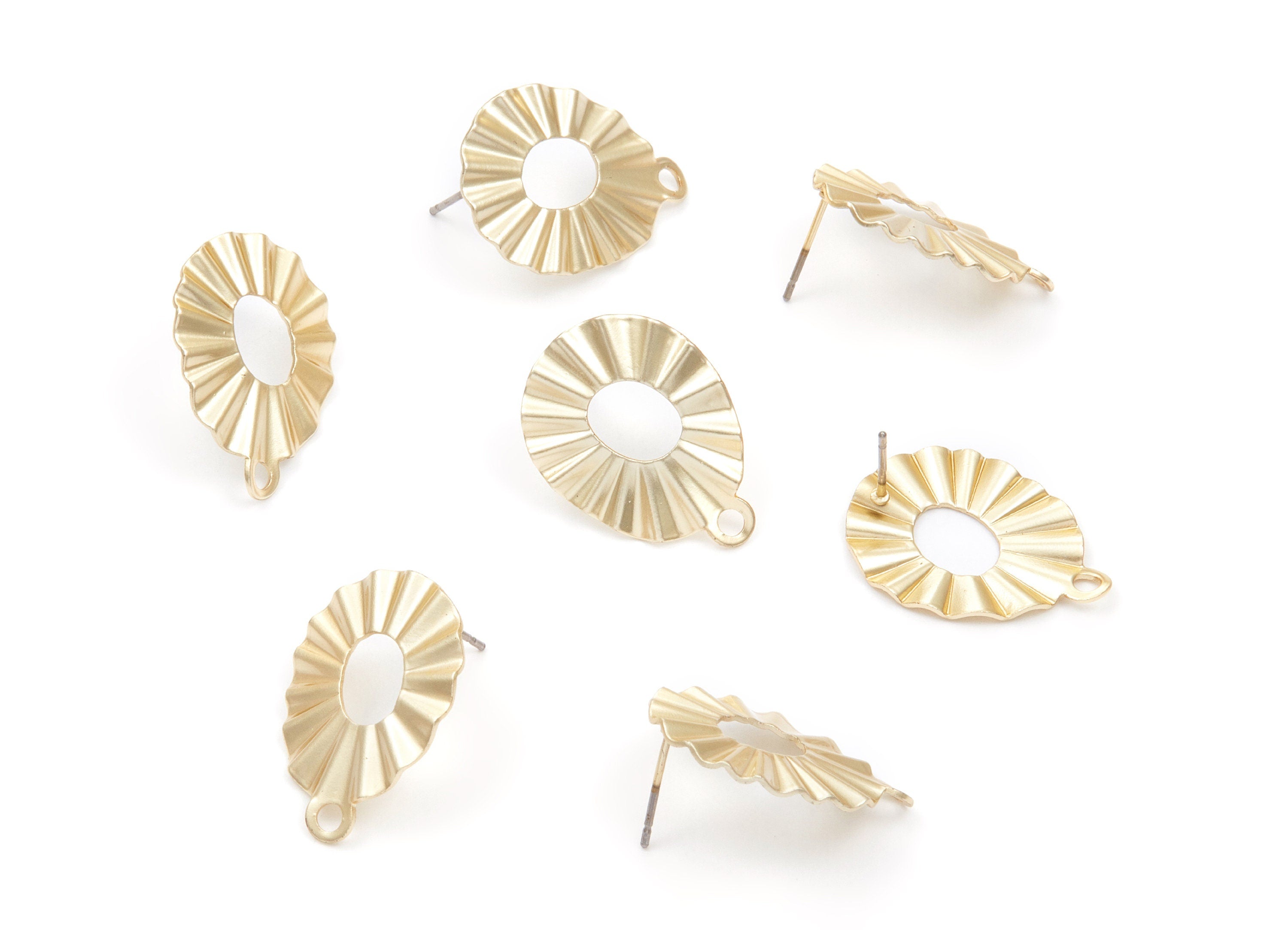 Iron Earring Stud - Gold Tone Plated - Oval shaped Earring Post - Earring findings - Jewelry Supplies - 24,89x18,17x0,6mm - ZZ1318 - DOMEDBAZAAR