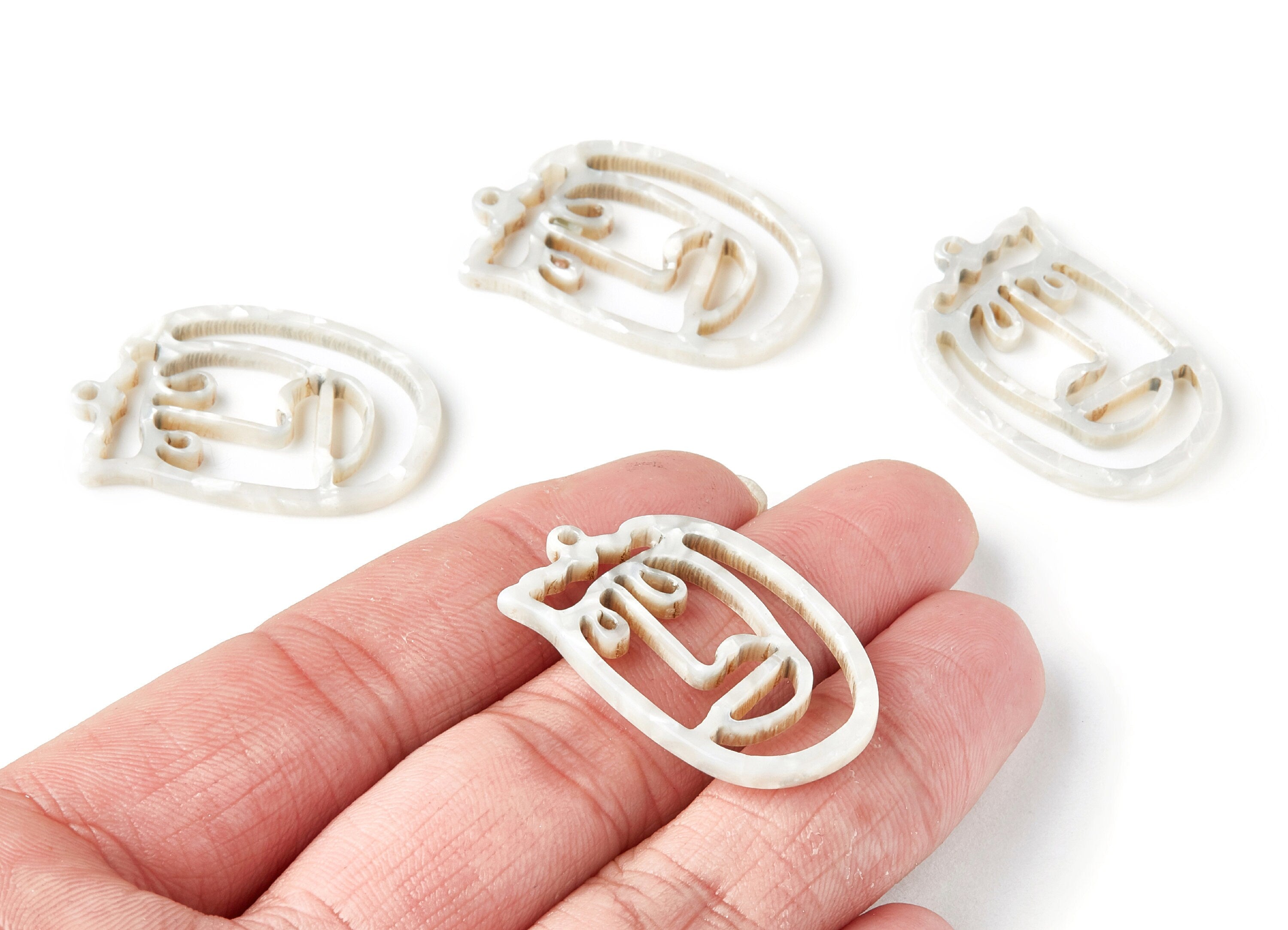 Acetate Face Earring Charms - Face Shaped Pendant - Earring Findings - Jewelry Supplies - 35x22,15x2,64mm - AC1375B - DOMEDBAZAAR