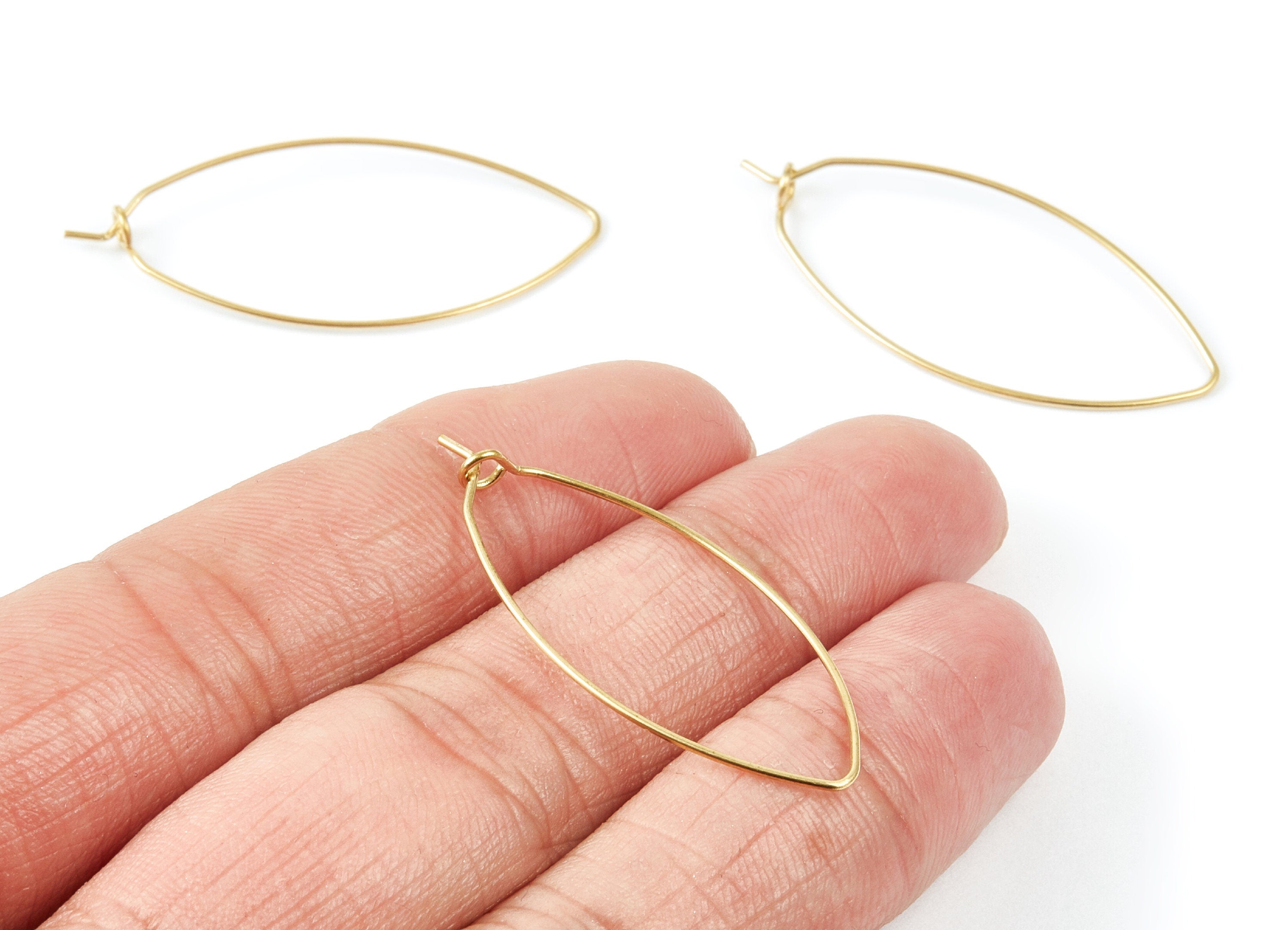 Brass Stud Earring Wire - Raw Brass Ear Hooks - Earring Findings - Jewelry Supplies - 39.1x17.37x0.7mm - PP1509 - DOMEDBAZAAR