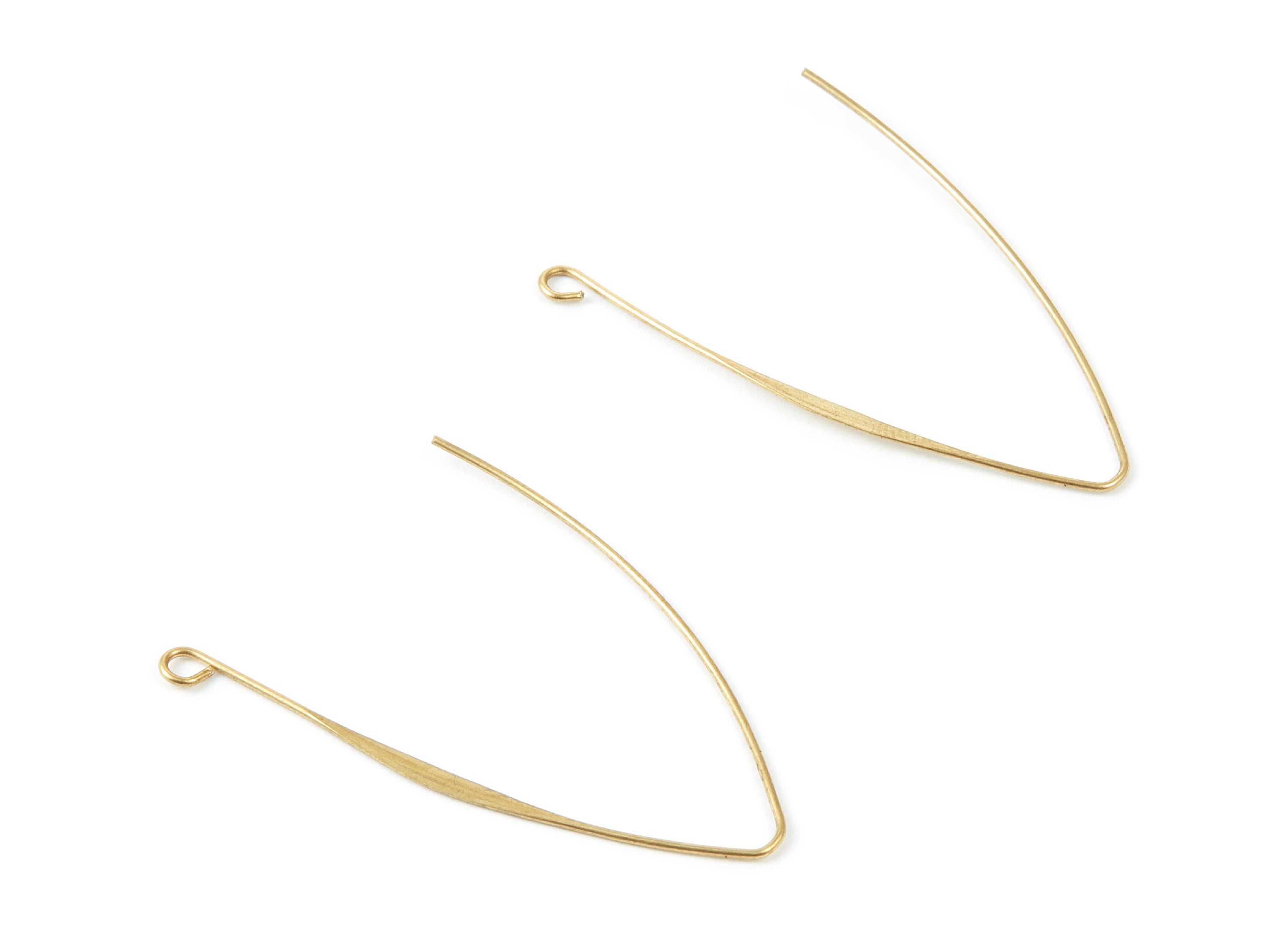 Brass Stud Earring Wire - Raw Brass Ear Hooks - Earring Findings - Jewelry Supplies - 45.6x18.6x0.7mm - PP1512 - DOMEDBAZAAR