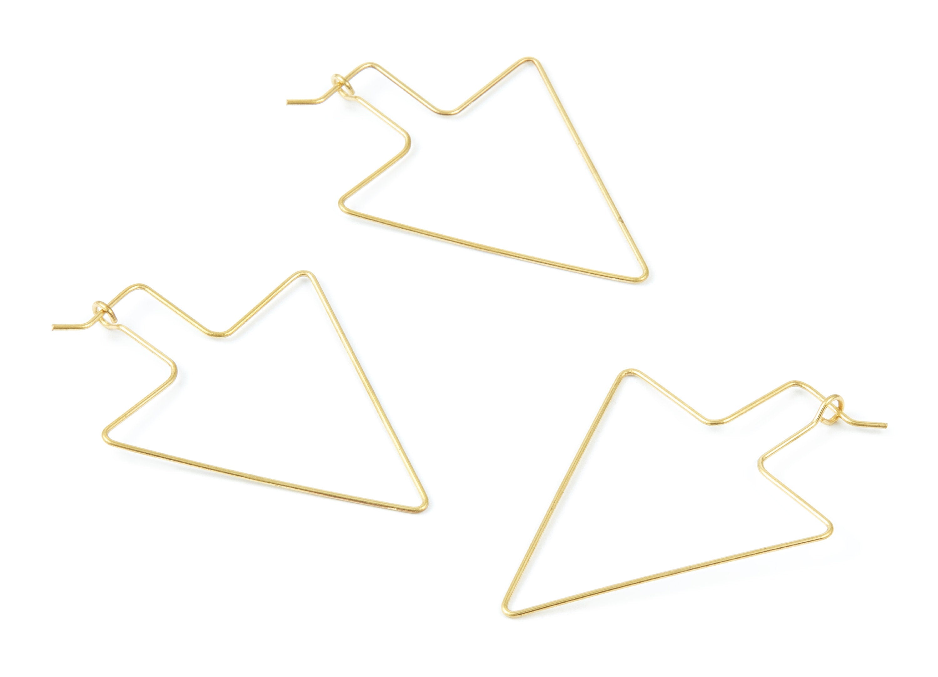 Brass Stud Earring Wire - Raw Brass Ear Hooks - Earring Findings - Jewelry Supplies - 47.2x32.6x0.7mm - PP1511 - DOMEDBAZAAR