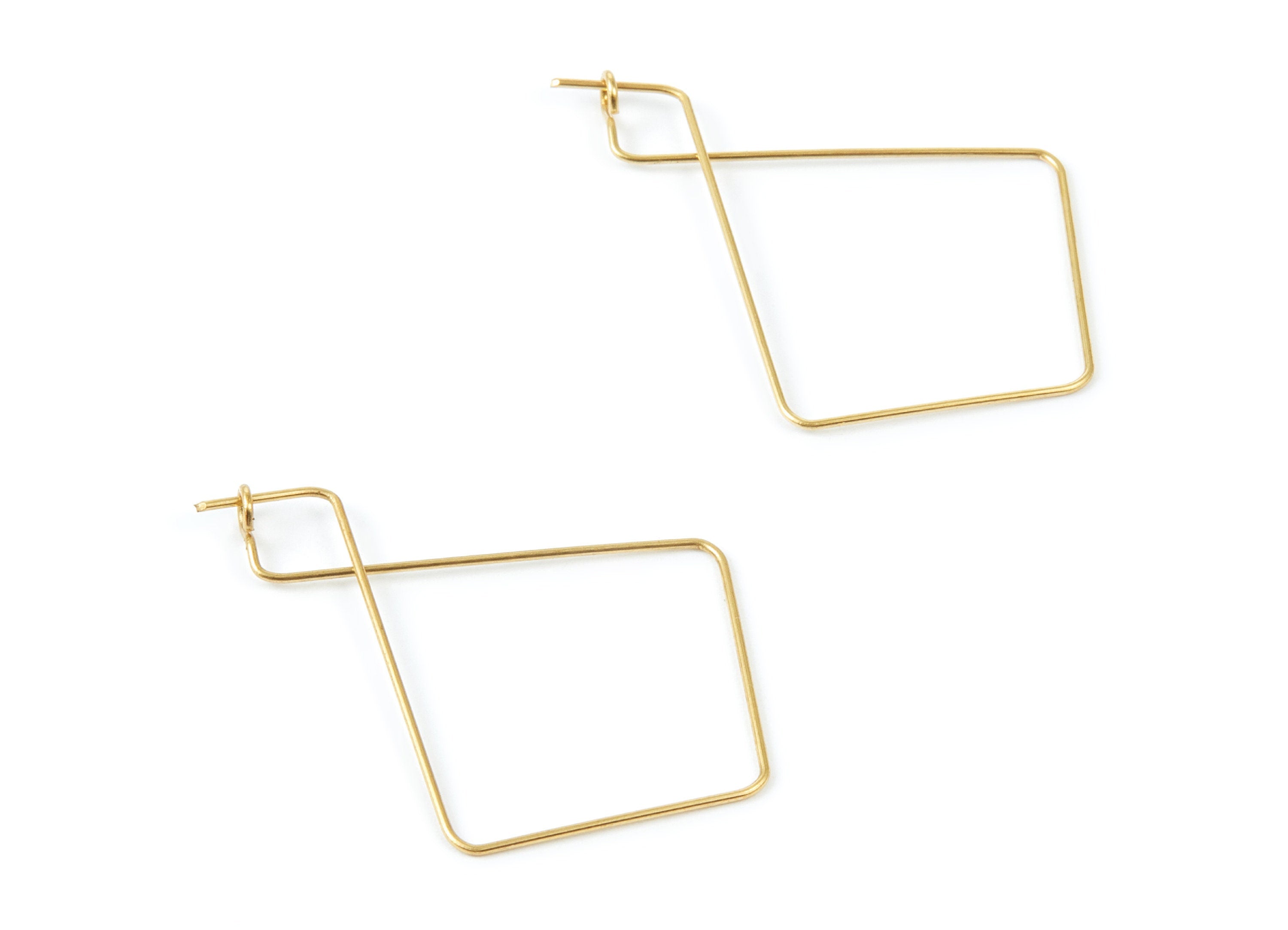 Brass Stud Earring Wire - Raw Brass Ear Hooks - Earring Findings - Jewelry Supplies - 45x30x0.7mm - PP1513 - DOMEDBAZAAR