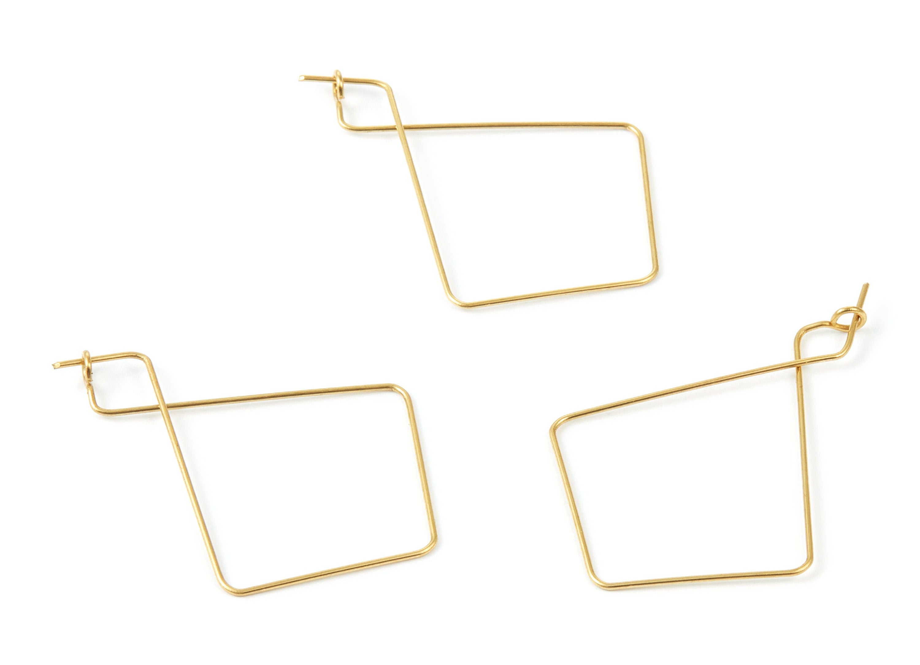 Brass Stud Earring Wire - Raw Brass Ear Hooks - Earring Findings - Jewelry Supplies - 45x30x0.7mm - PP1513 - DOMEDBAZAAR