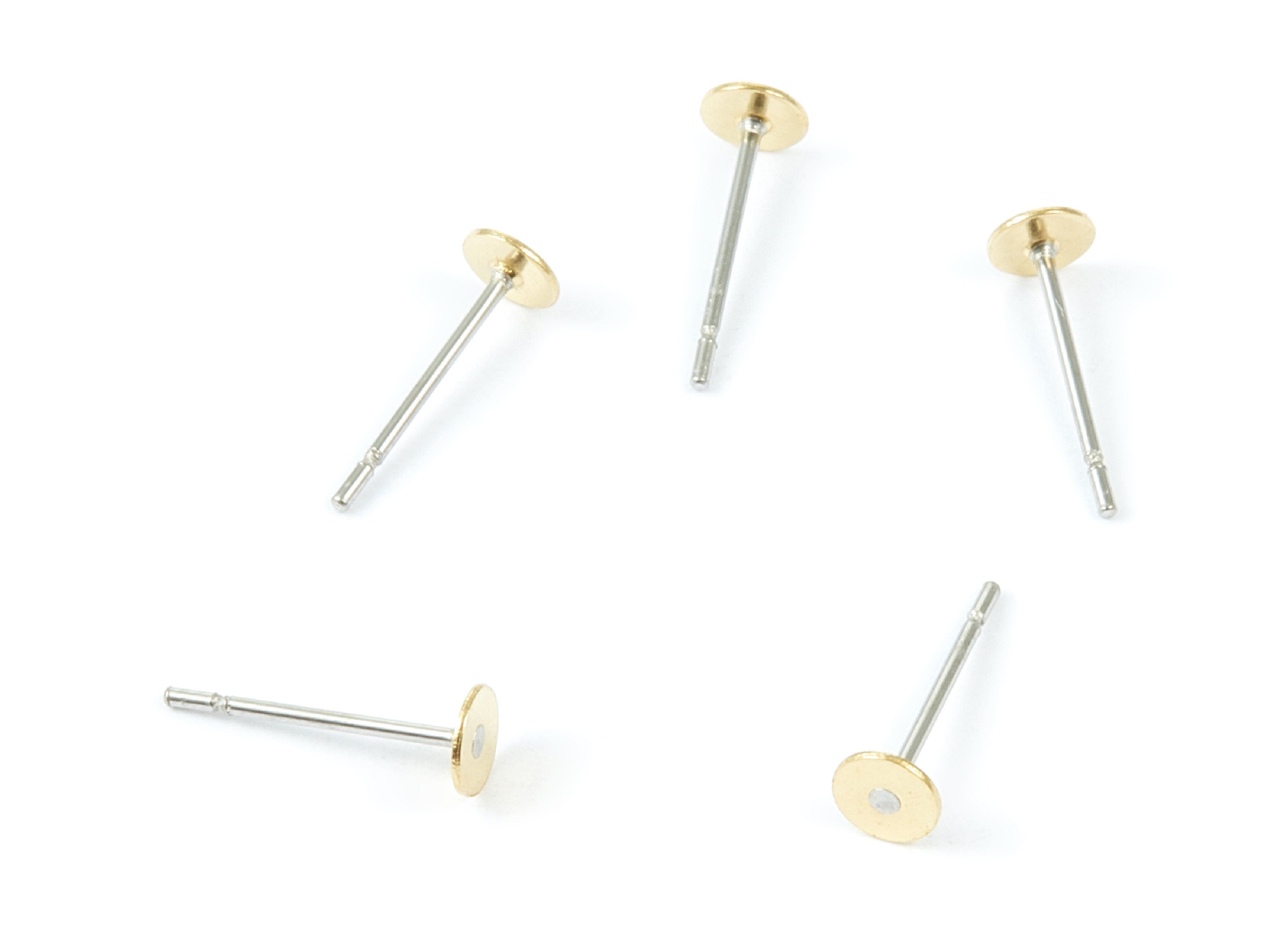Earring Post Stud With Raw Brass Head - 4*12 - Stainless Steel Earring Posts - Jewelry Supplies - 11.88x4.06x0.74mm - PP1546 - DOMEDBAZAAR