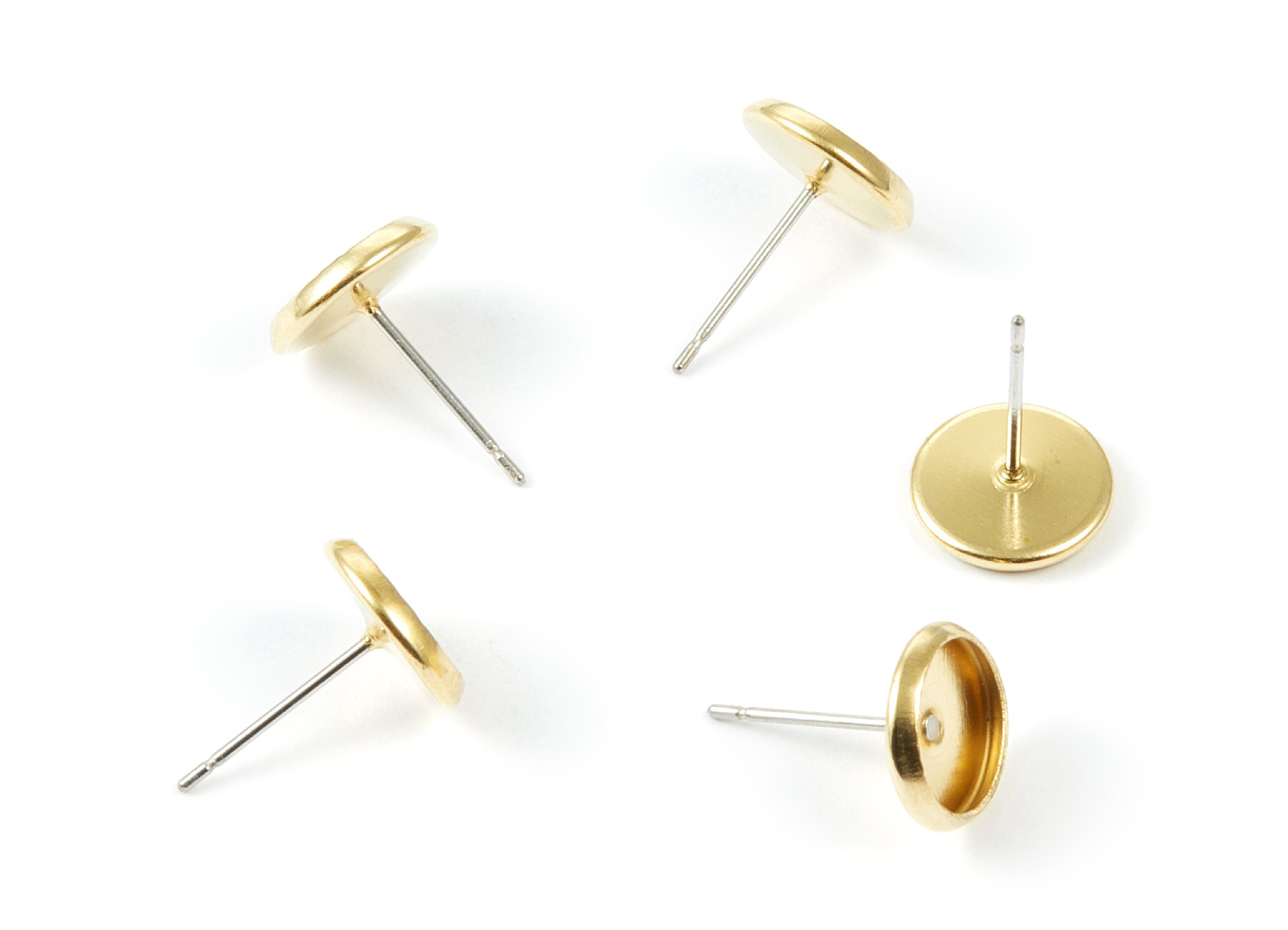 Earring Post Stud With Raw Brass Head - Stainless Steel Earring Posts - Jewelry Supplies - 9.98x0.7mm - PP1552 - DOMEDBAZAAR