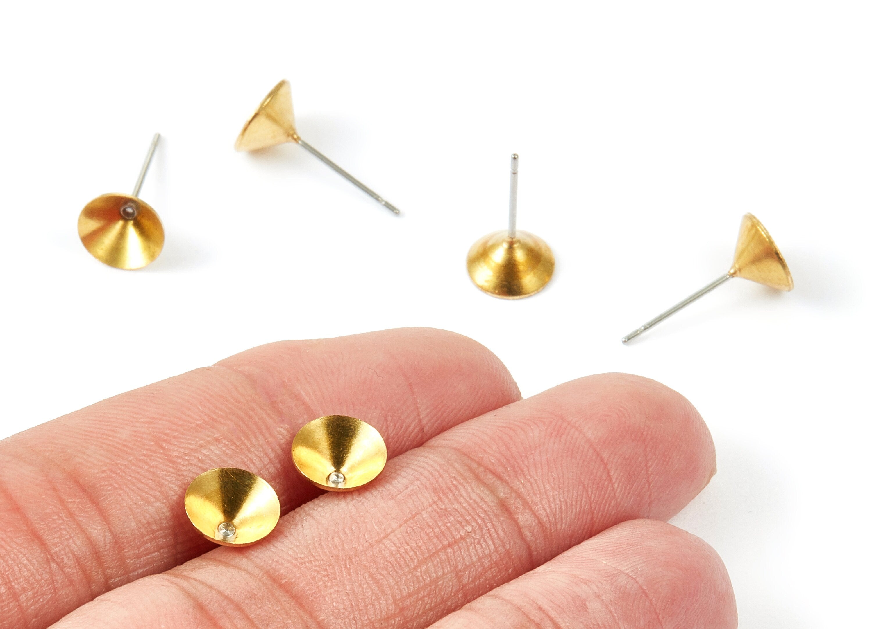 Earring Post Stud With Raw Brass Head - Stainless Steel Earring Posts - Jewelry Supplies - 8x0.7mm  - PP1553 - DOMEDBAZAAR