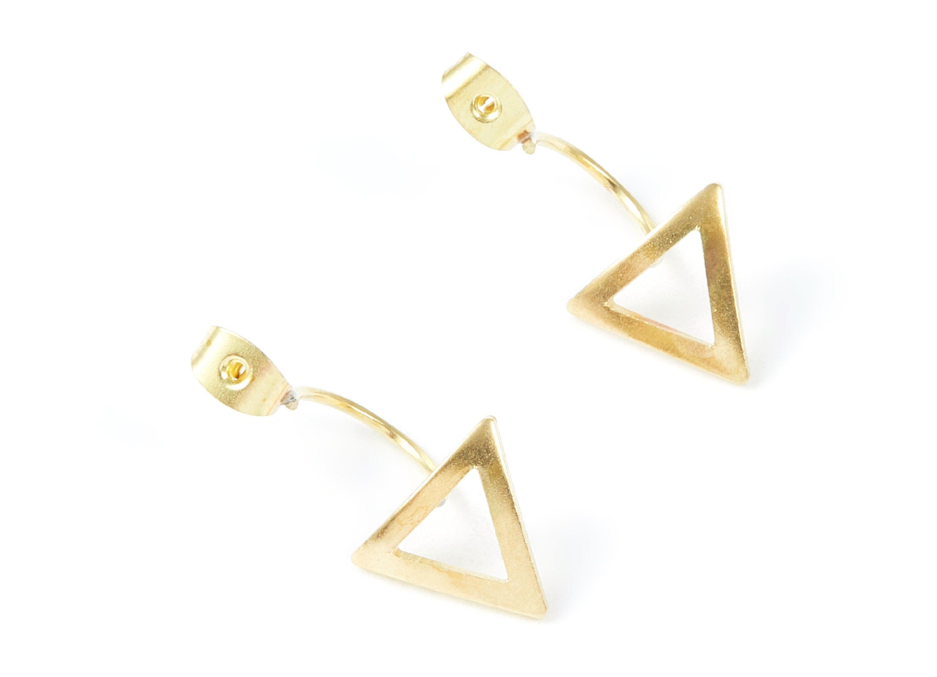Brass Earring Backs - Brass Triangle Earring Back - Earring Findings - Jewelry Supplies -27.65x13.1x1.03mm - PP1444 - DOMEDBAZAAR