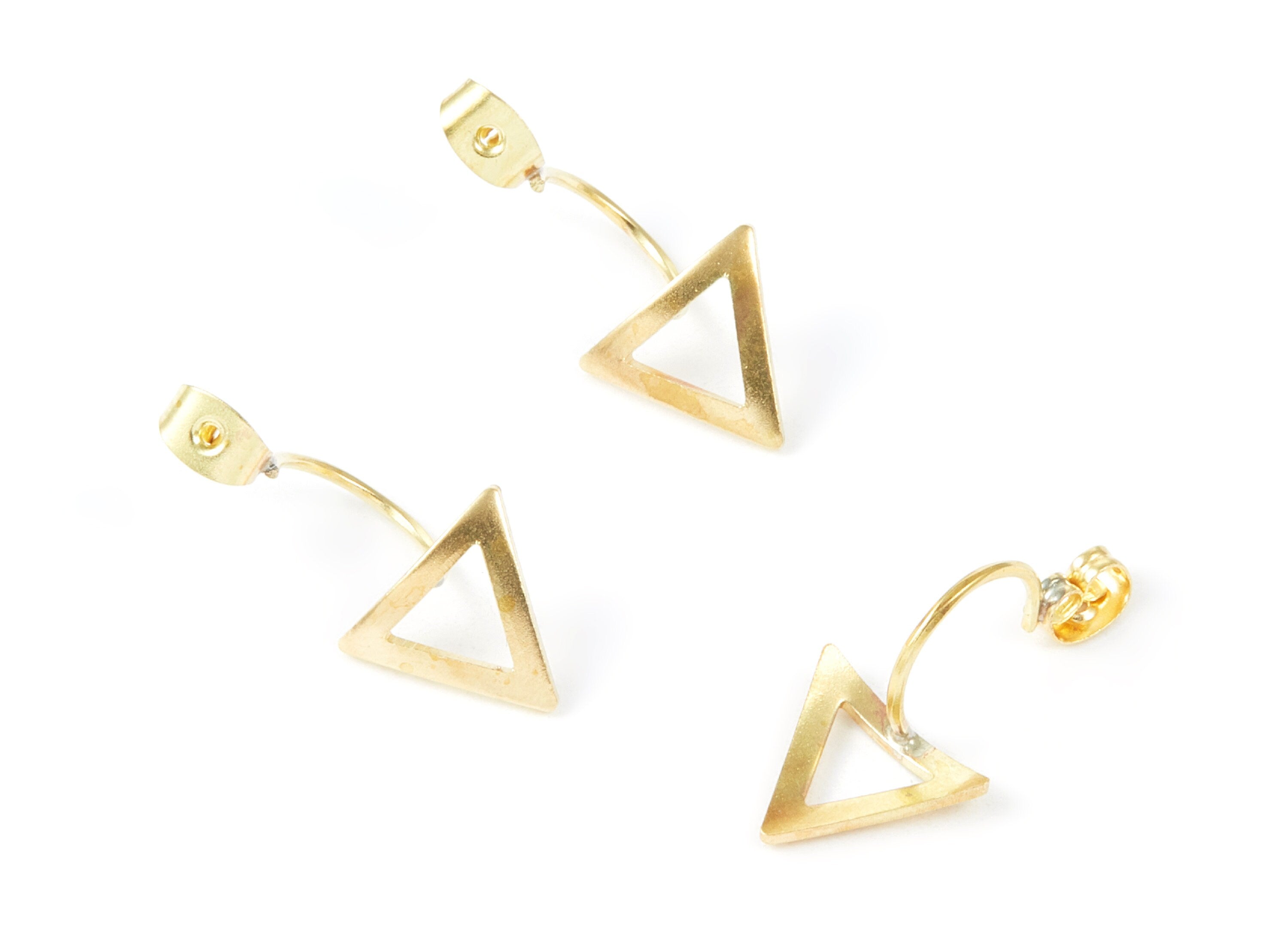 Brass Earring Backs - Brass Triangle Earring Back - Earring Findings - Jewelry Supplies -27.65x13.1x1.03mm - PP1444 - DOMEDBAZAAR